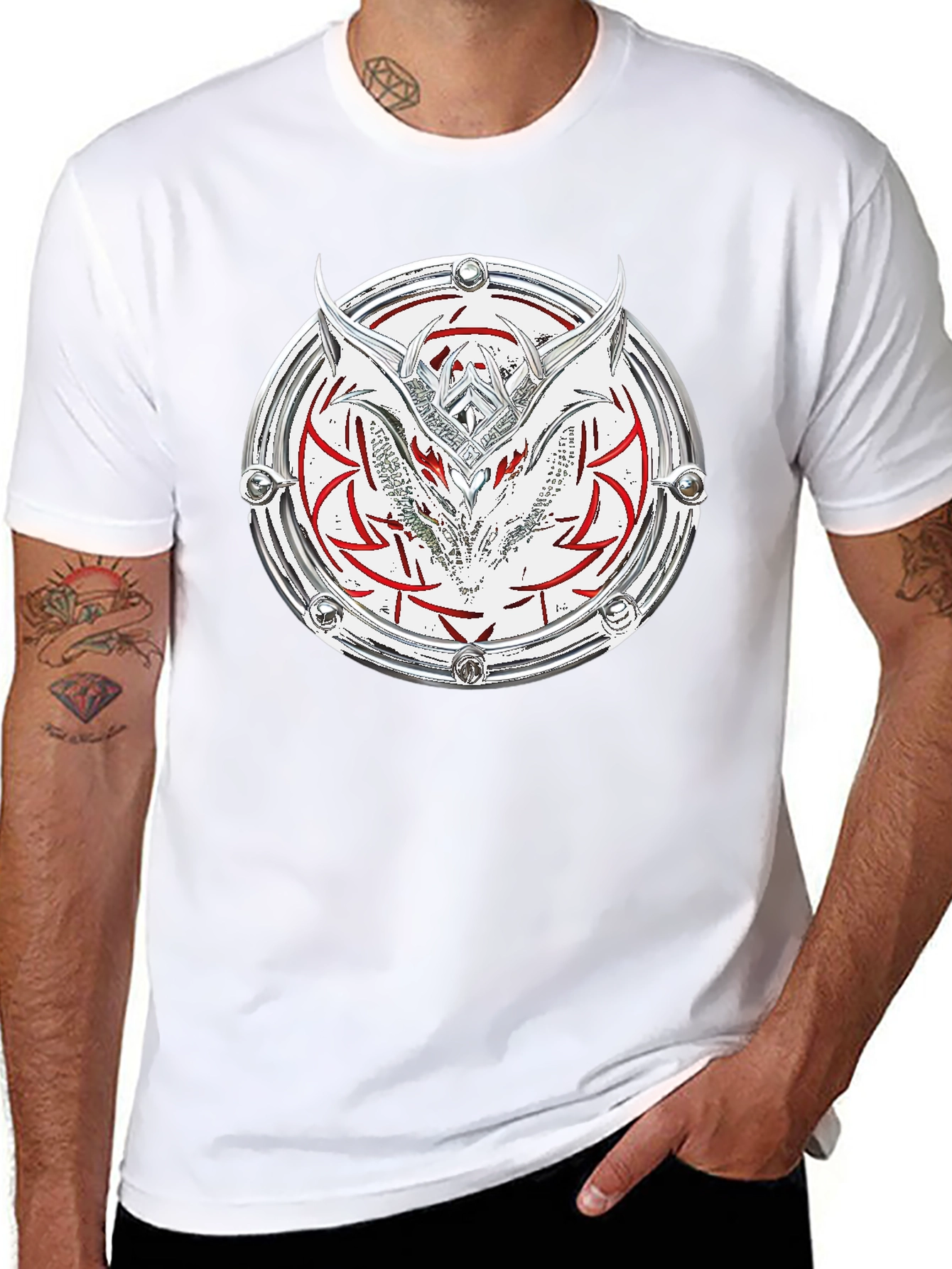 Dragon Shield Graphic Tee - Black Cotton Blend
