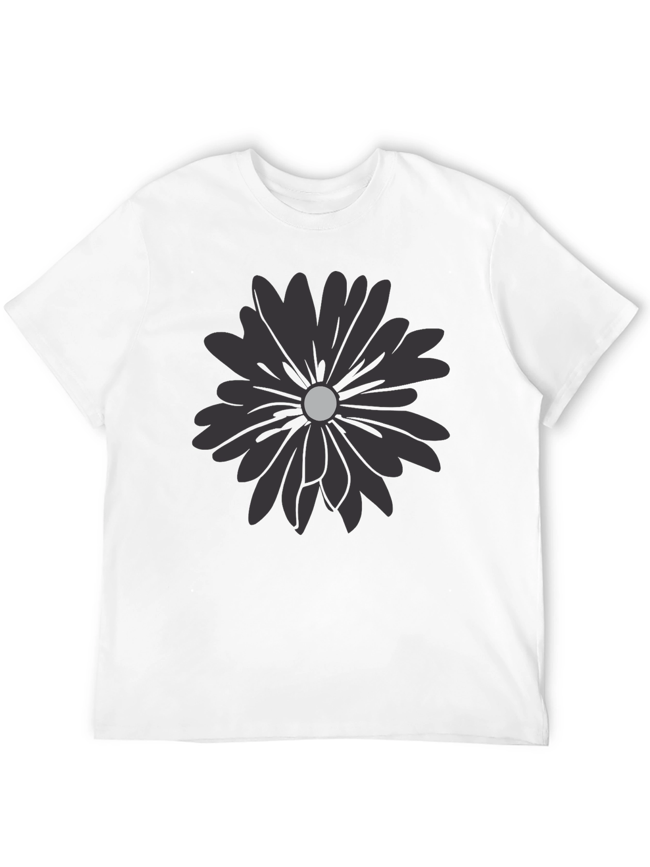 Black Flower Graphic T-Shirt - Modern Casual Tee