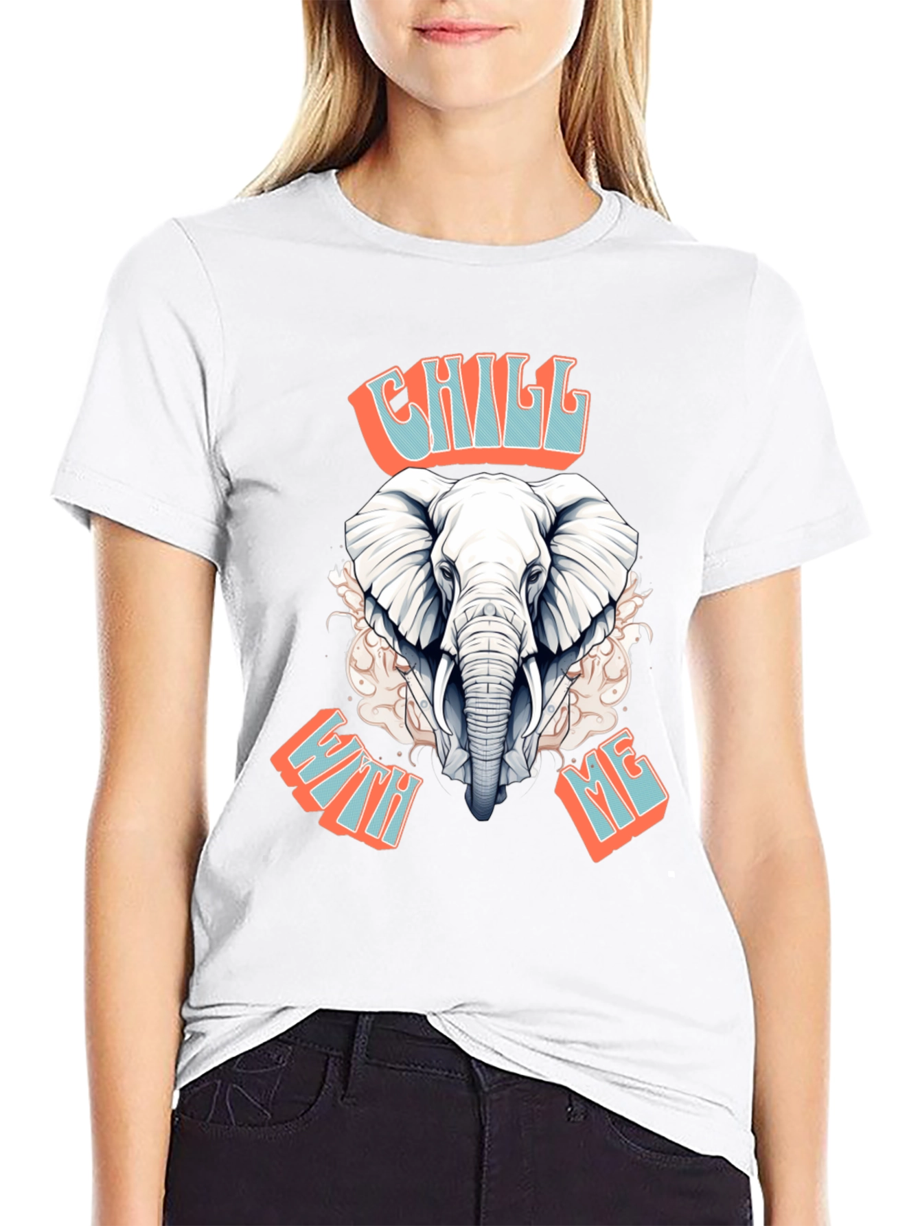 Chill With Me Elephant Graphic Tee