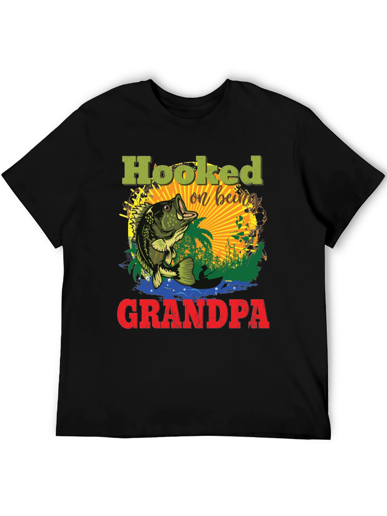 Hooked on Being Grandpa Fishing T-Shirt