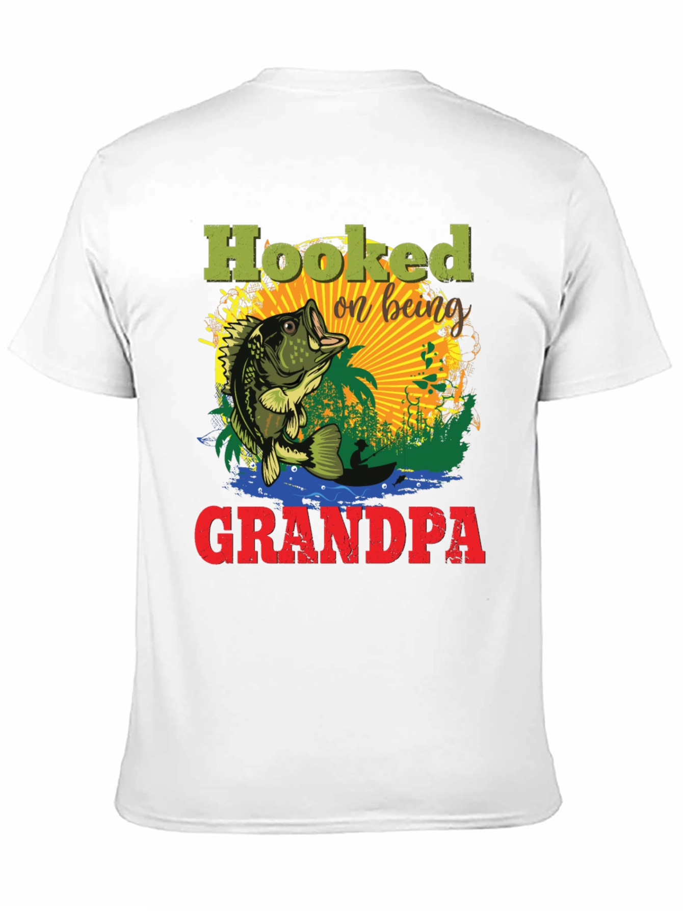 Hooked on Being Grandpa Fishing T-Shirt
