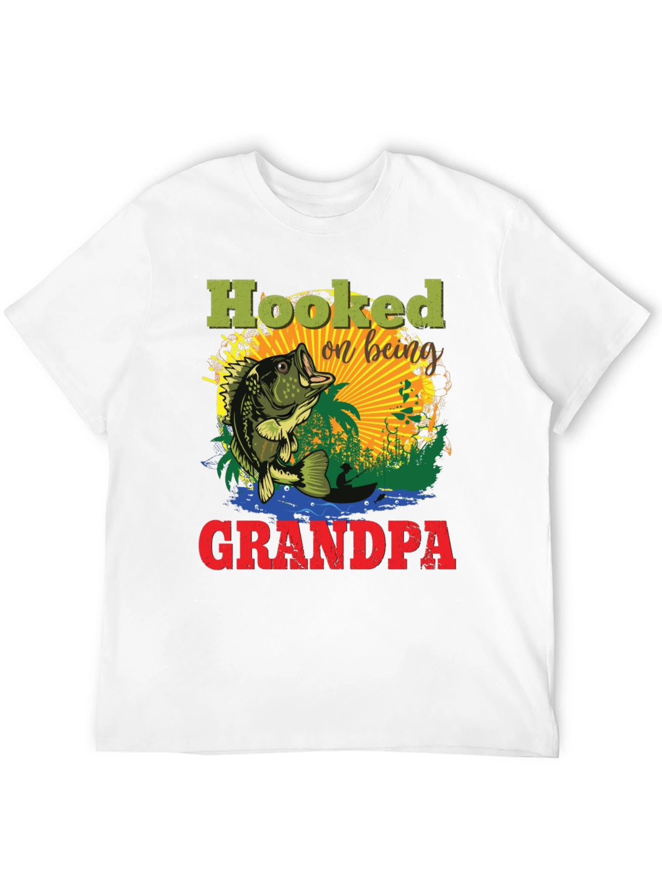 Hooked on Being Grandpa Fishing T-Shirt