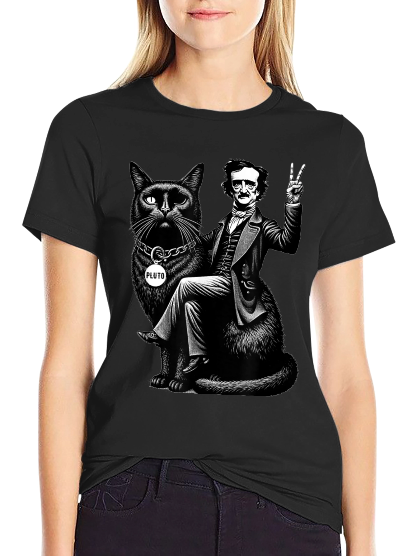 Edgar Allan Poe Cat T-Shirt