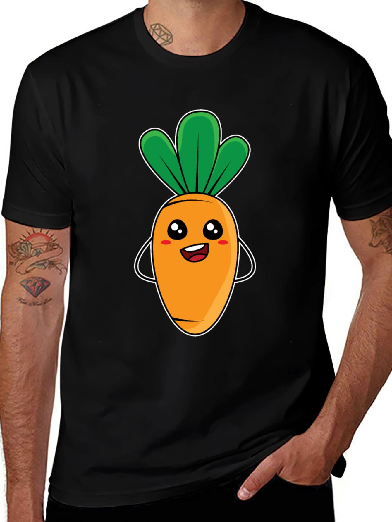 Cute Carrot Graphic Tee - Black Unisex T-Shirt