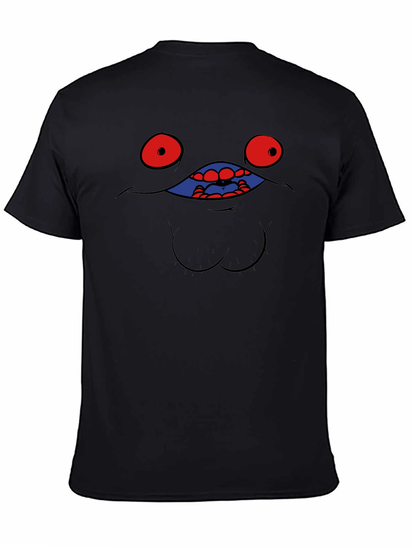 Creepy Monster Face Graphic Tee - Unique Black T-Shirt
