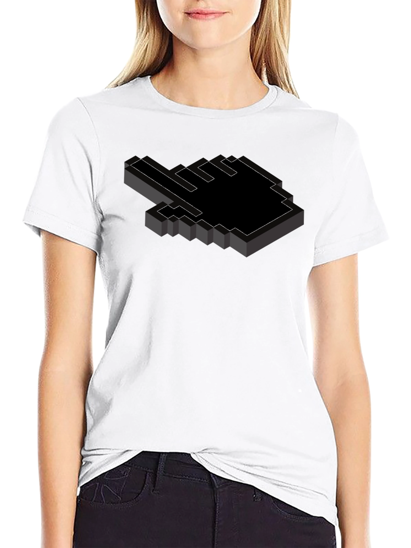 Pixel Hand Pointer Black Graphic Tee