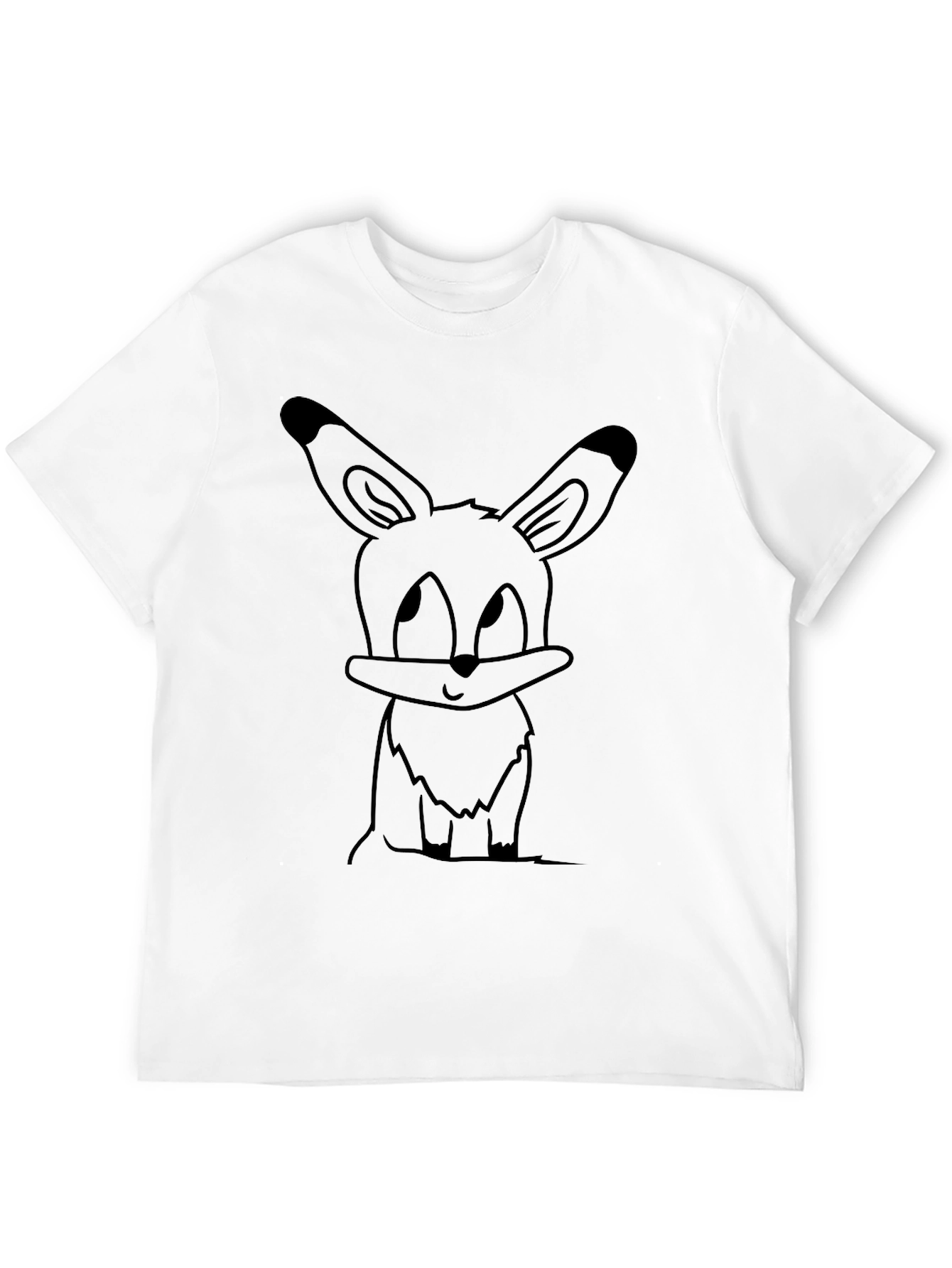 Cute Cartoon Bunny Black T-Shirt