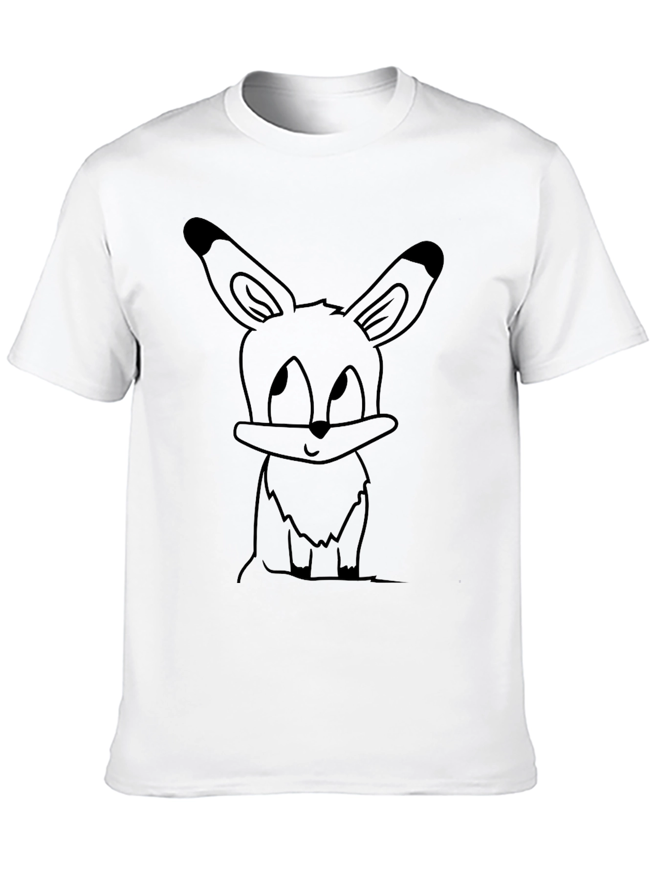 Cute Cartoon Bunny Black T-Shirt