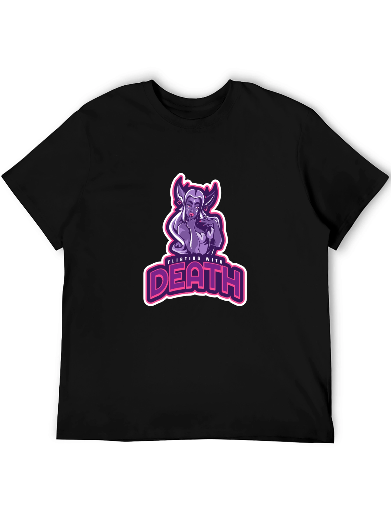 Flirting With Death Graphic Tee - Black Cotton T-Shirt