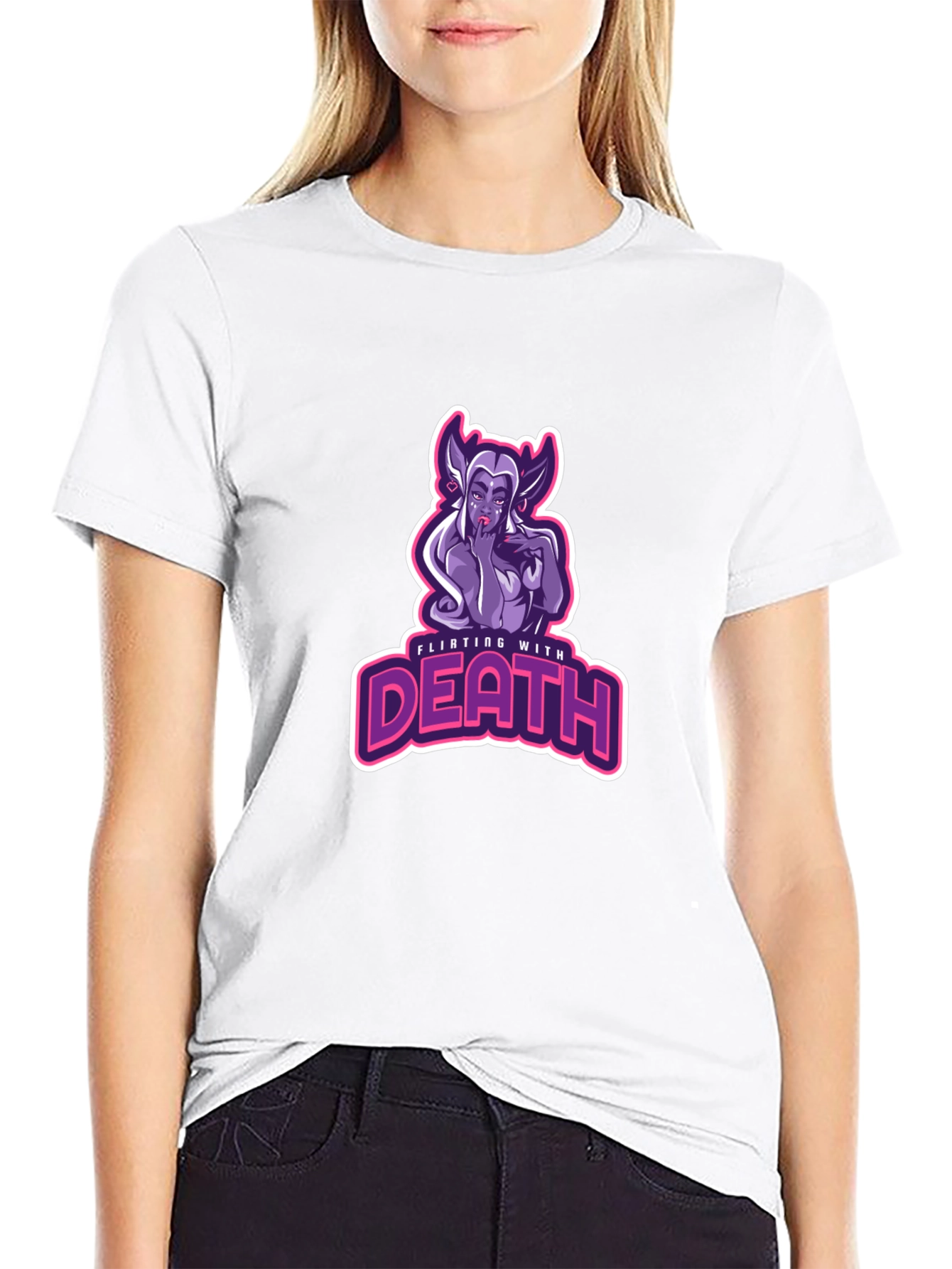 Flirting With Death Graphic Tee - Black Cotton T-Shirt