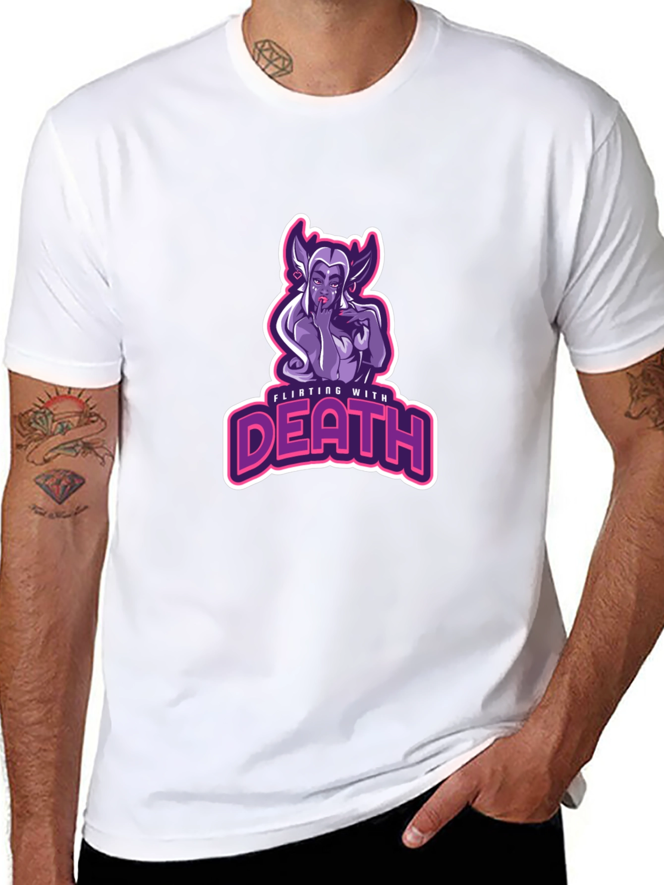 Flirting With Death Graphic Tee - Black Cotton T-Shirt