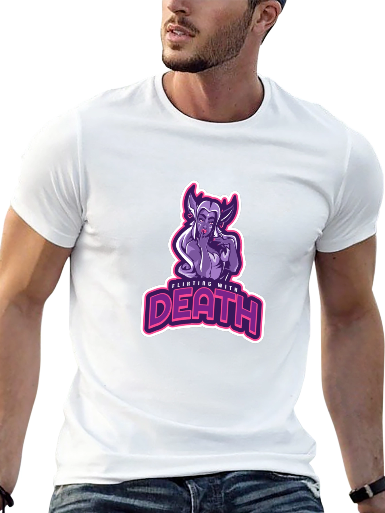 Flirting With Death Graphic Tee - Black Cotton T-Shirt