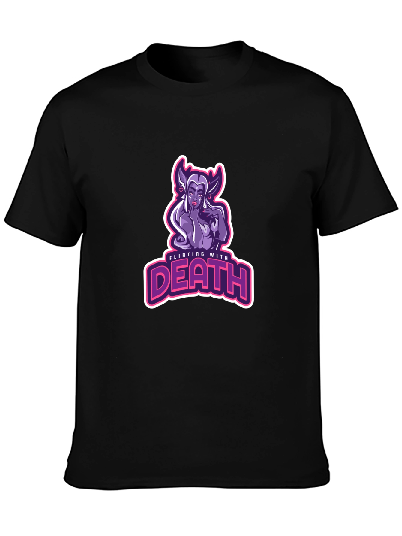 Flirting With Death Graphic Tee - Black Cotton T-Shirt