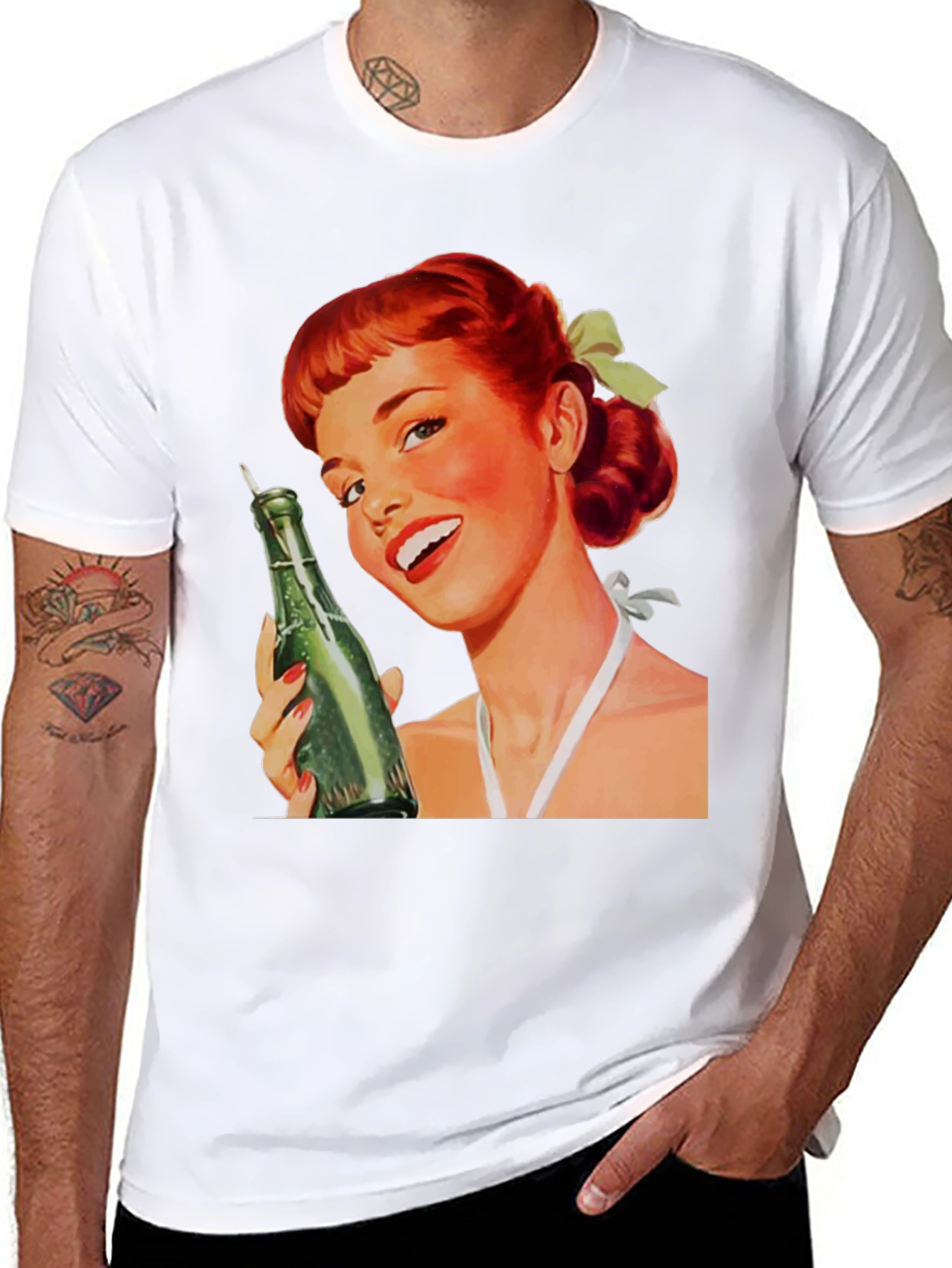Retro Pin-Up Girl Black Graphic Tee
