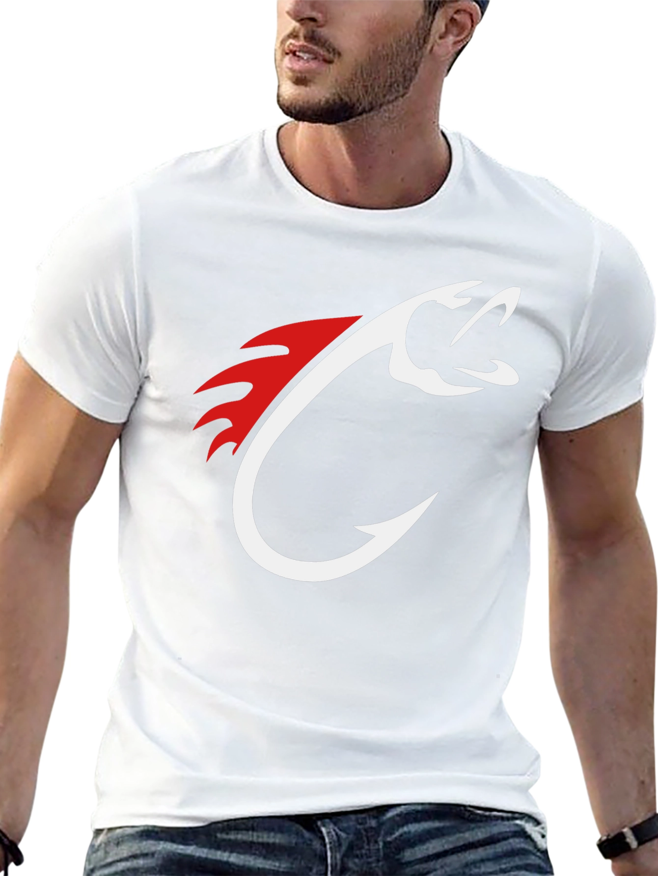 Mens Black Fishing Hook Graphic Tee