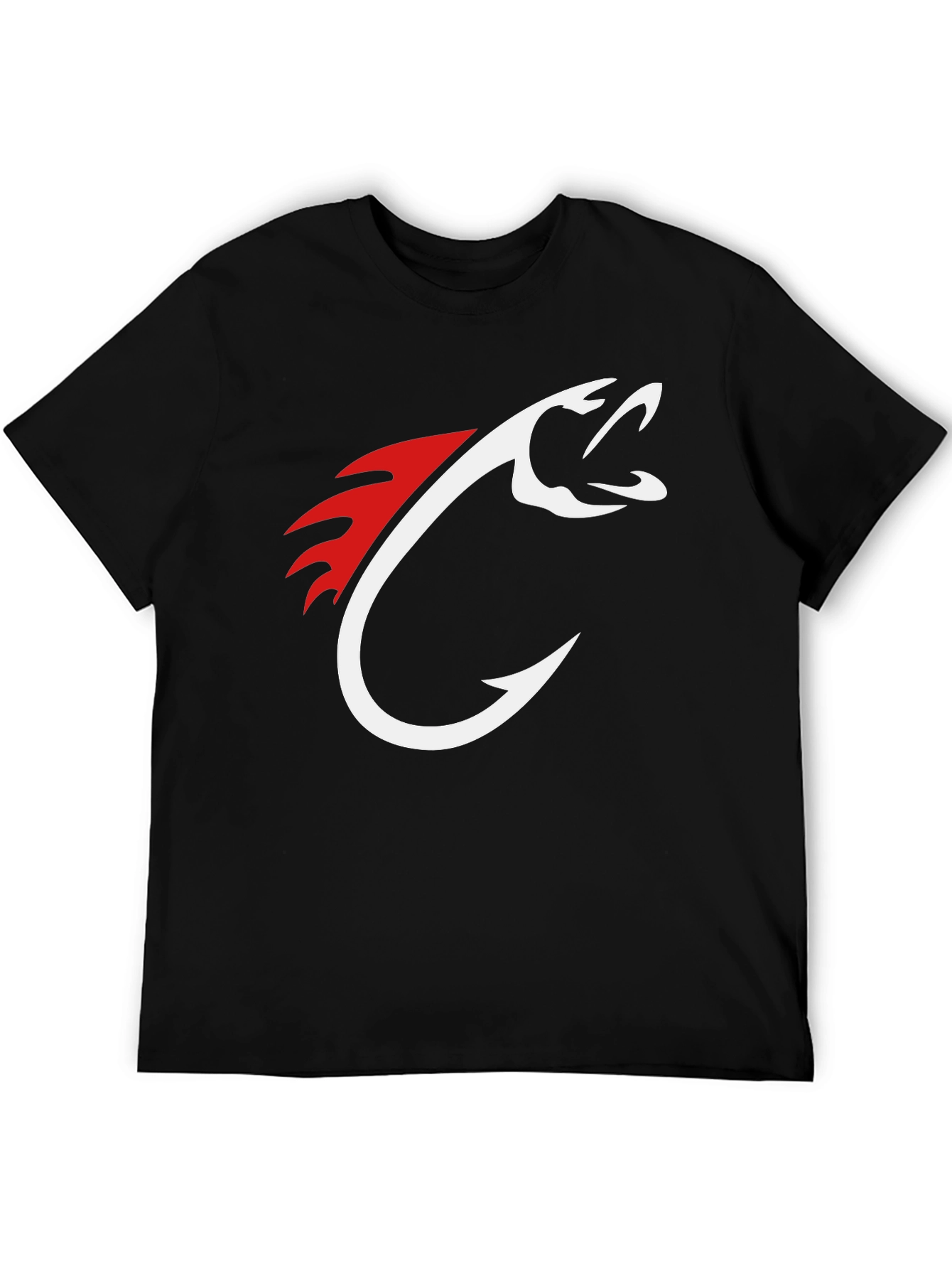 Mens Black Fishing Hook Graphic Tee