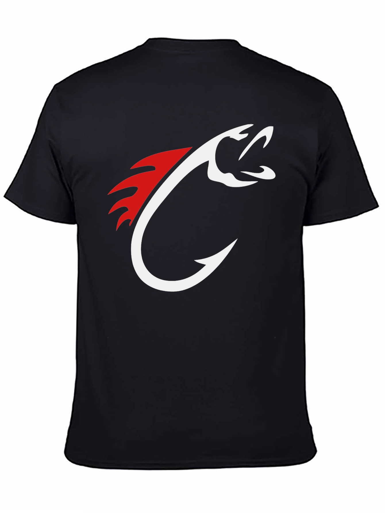 Mens Black Fishing Hook Graphic Tee