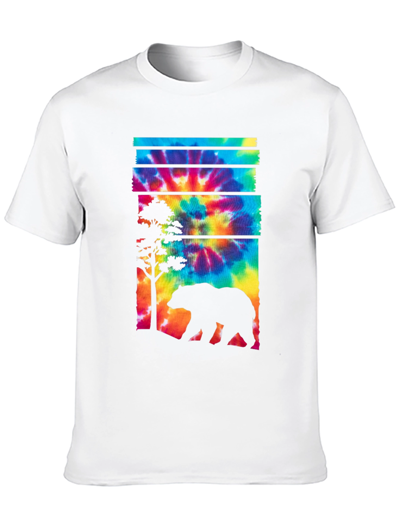 Tie Dye Bear Graphic T-Shirt - Casual Menswear