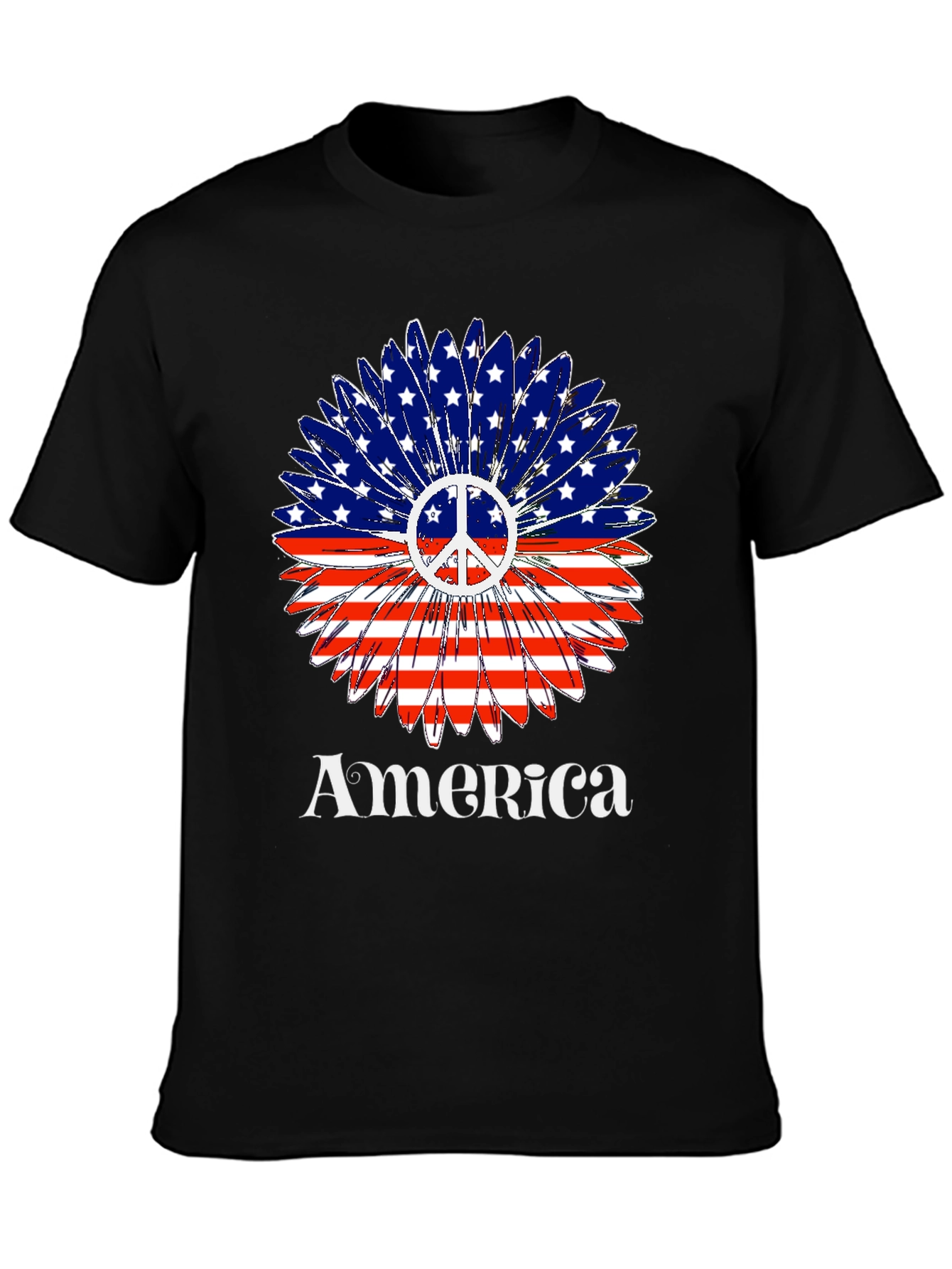 America Peace Sign Flower T-Shirt