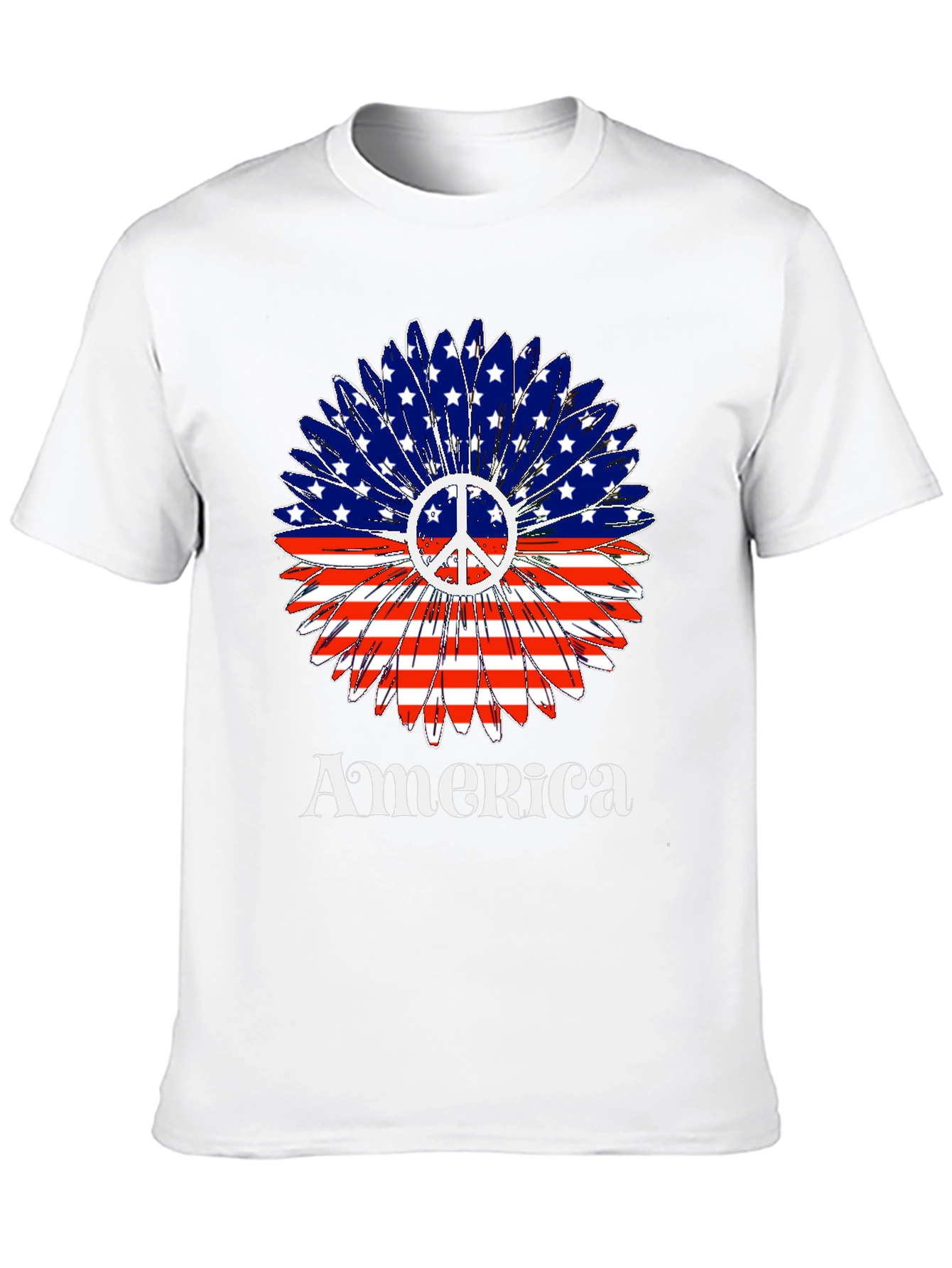 America Peace Sign Flower T-Shirt