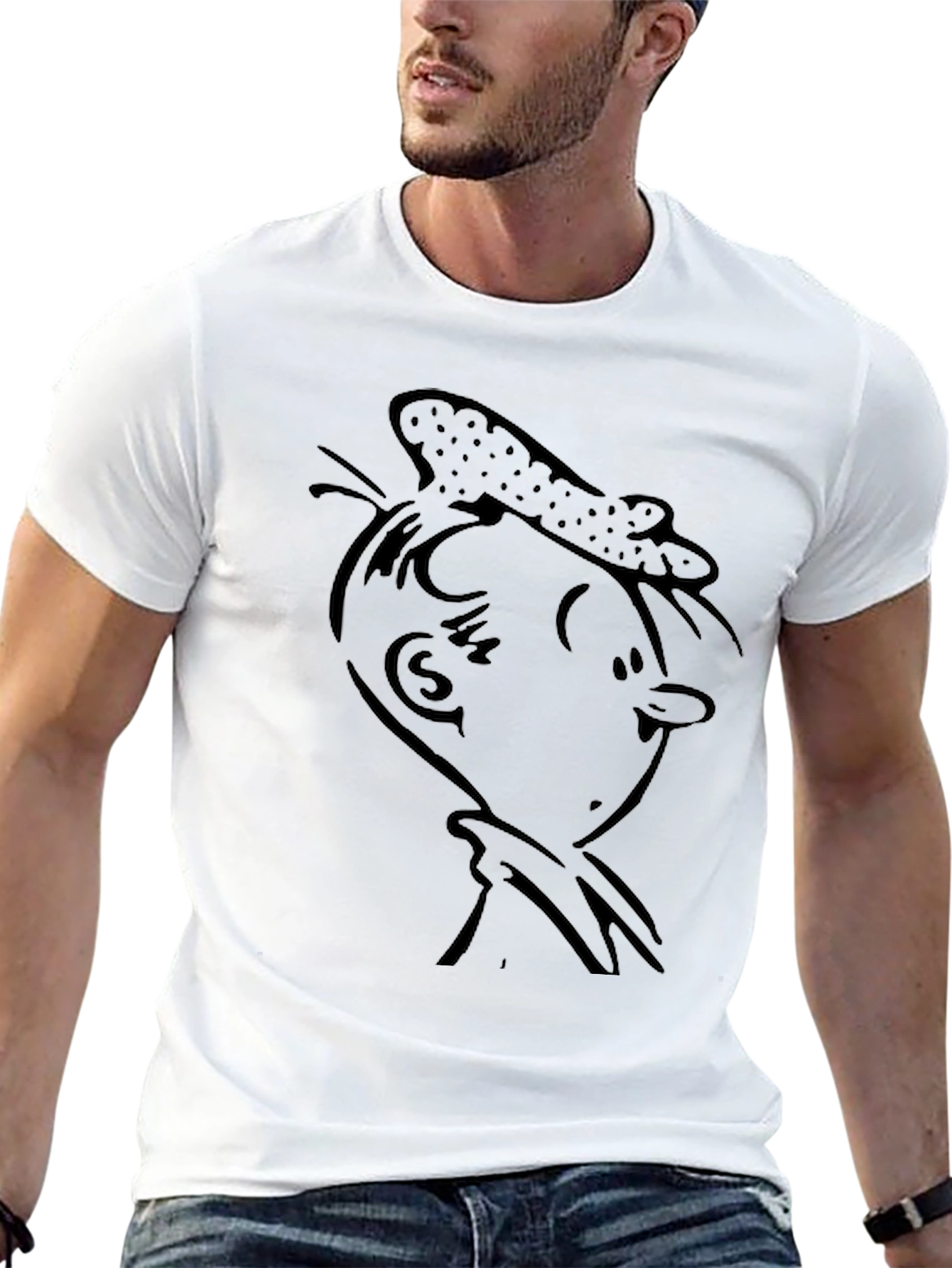 Retro Cartoon Graphic T-Shirt - Black Cotton Tee