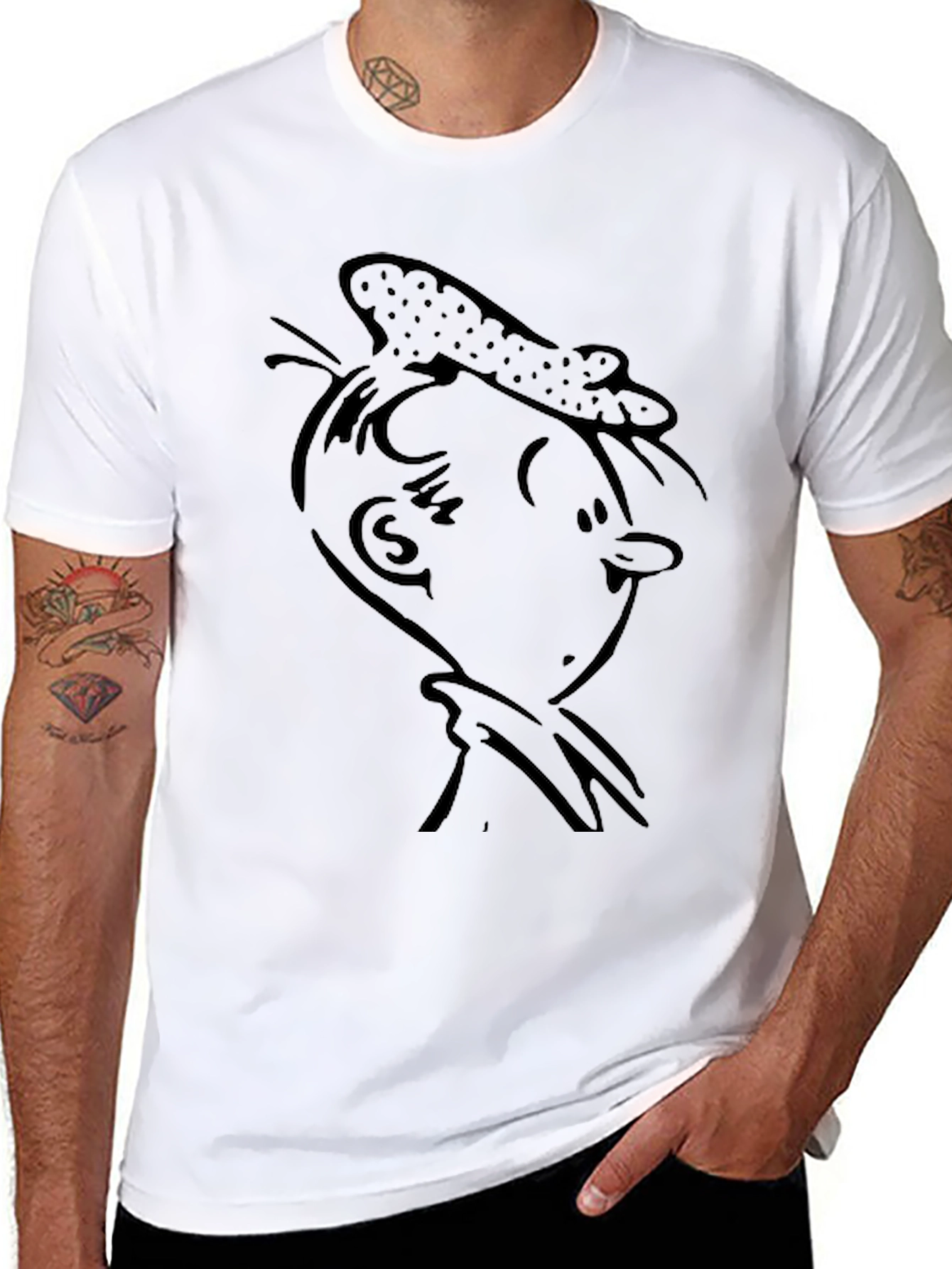 Retro Cartoon Graphic T-Shirt - Black Cotton Tee