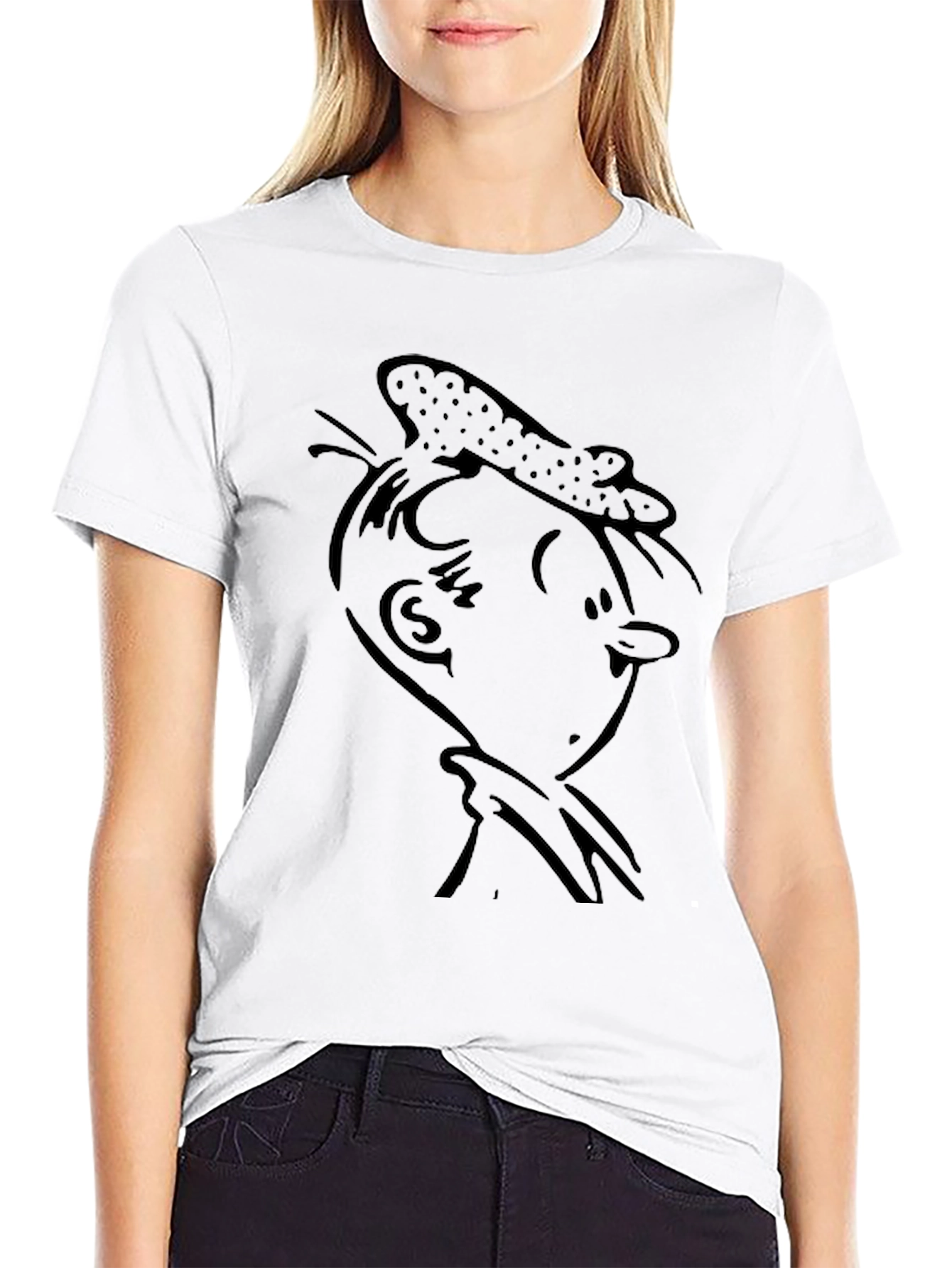 Retro Cartoon Graphic T-Shirt - Black Cotton Tee