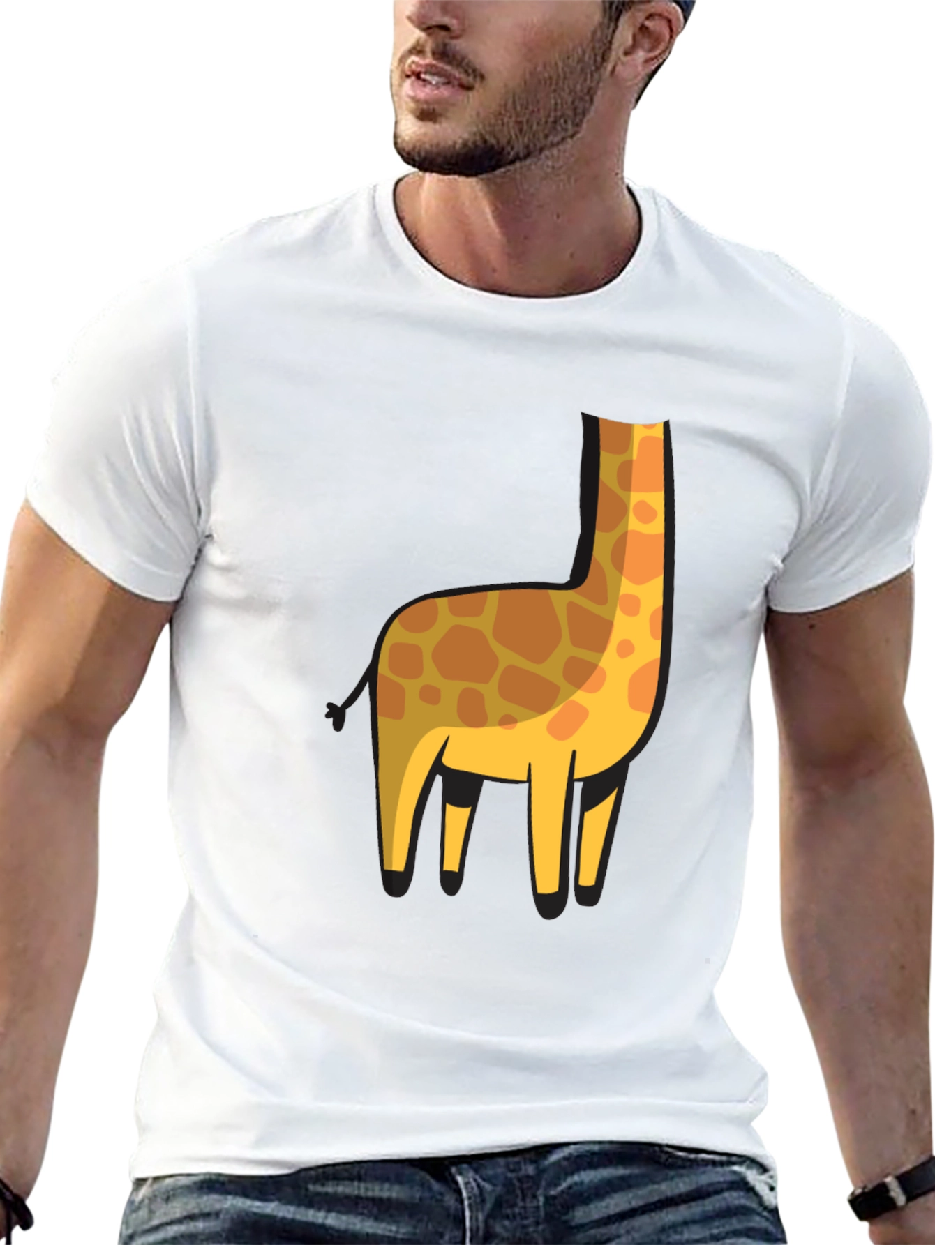 Giraffe Silhouette Graphic Tee - Black