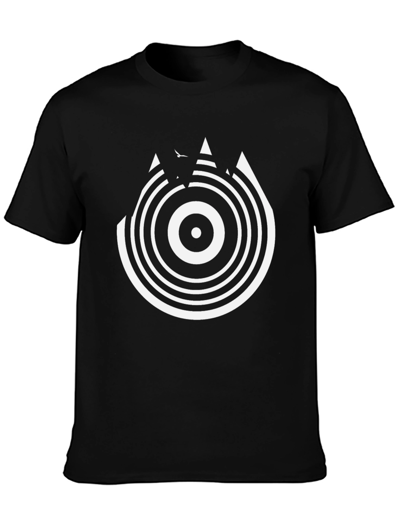 Abstract Circle Graphic Tee - Black Cotton T-Shirt