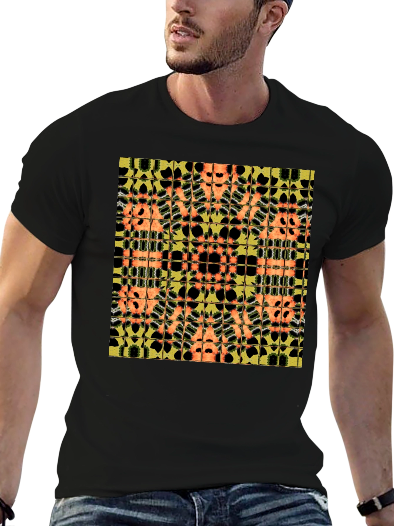 Abstract Pattern Black Tee