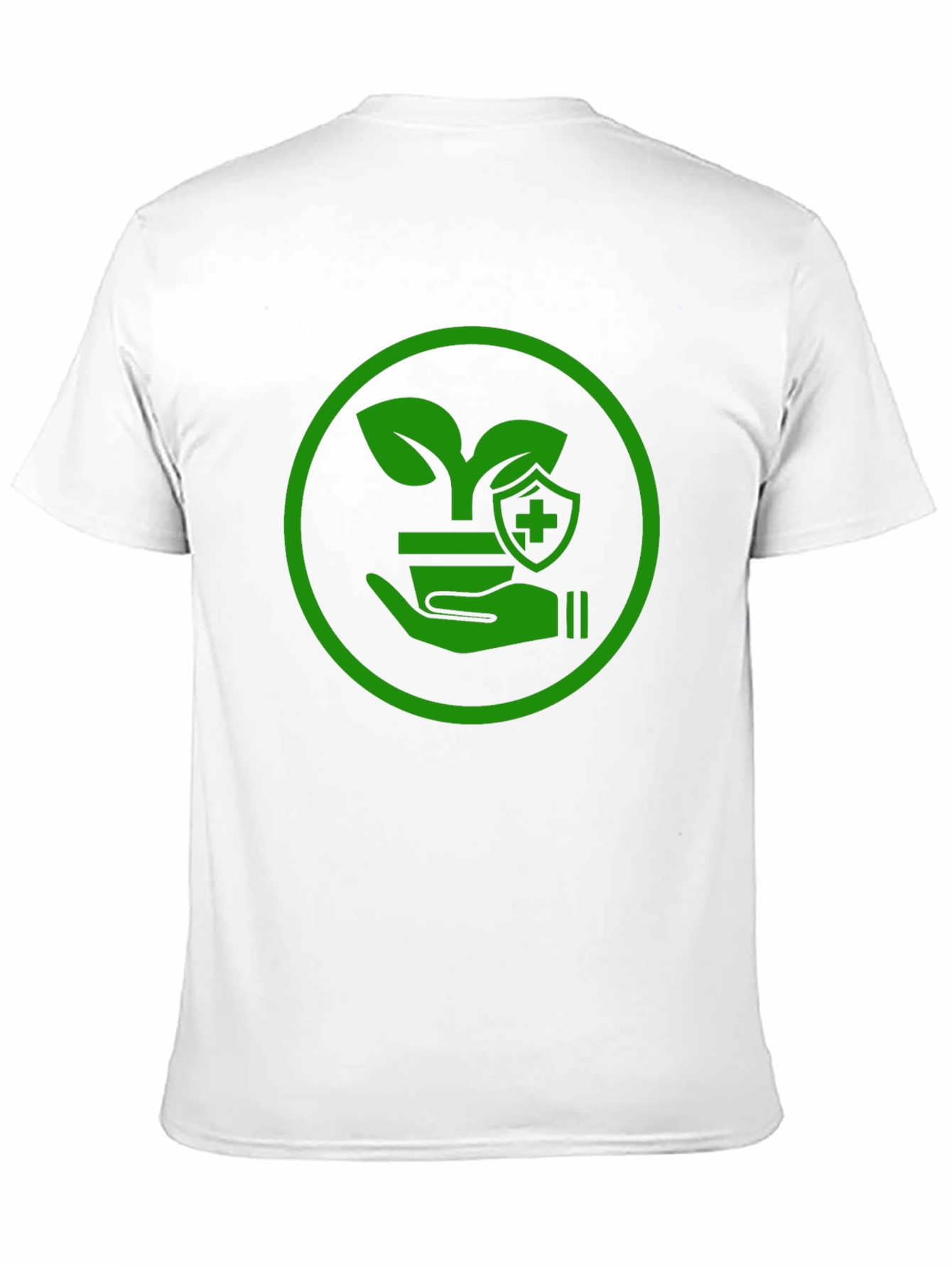 Green Plant Shield Graphic Black T-Shirt