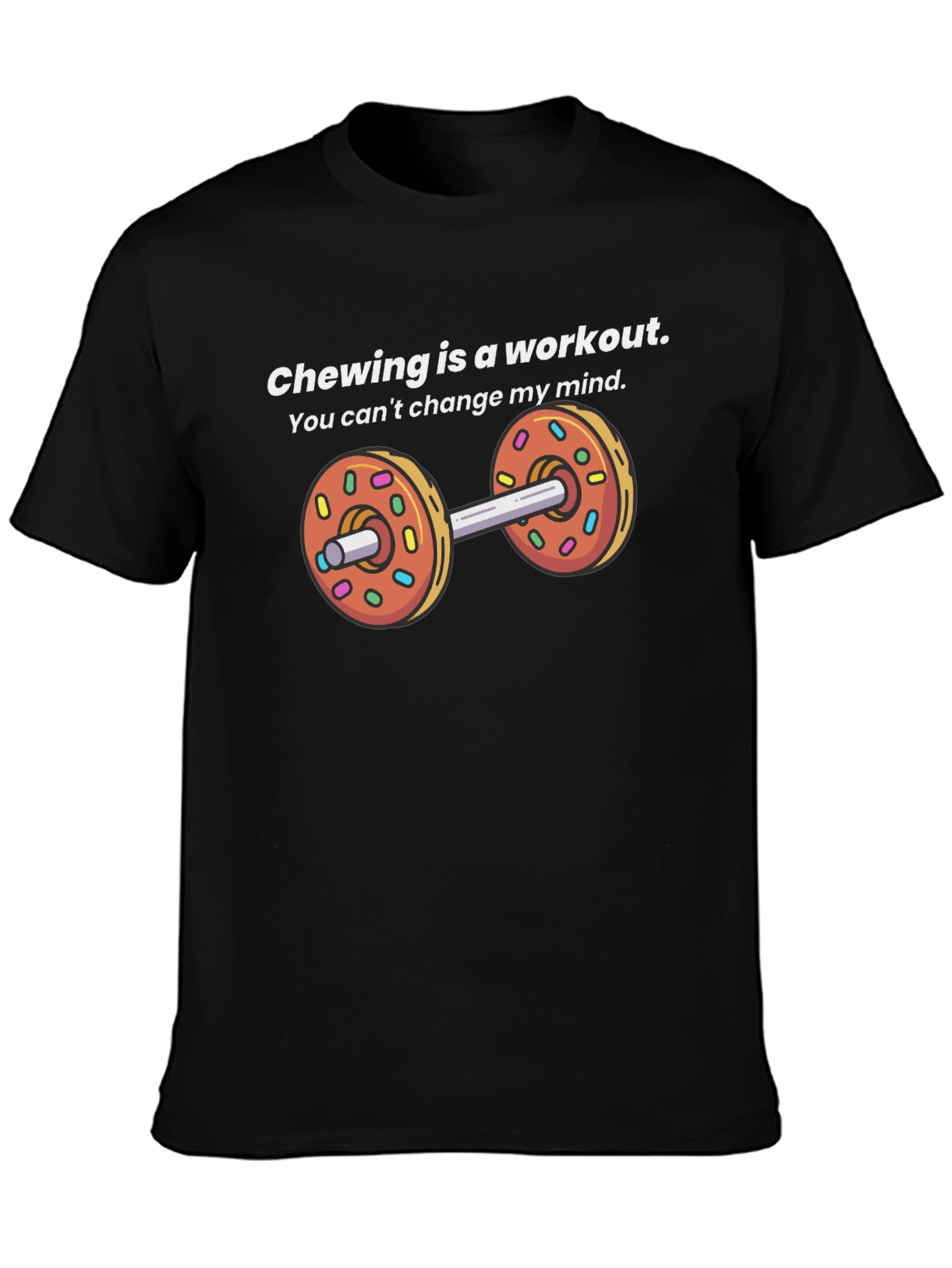 Chewing Workout Donut Dumbbell T-Shirt