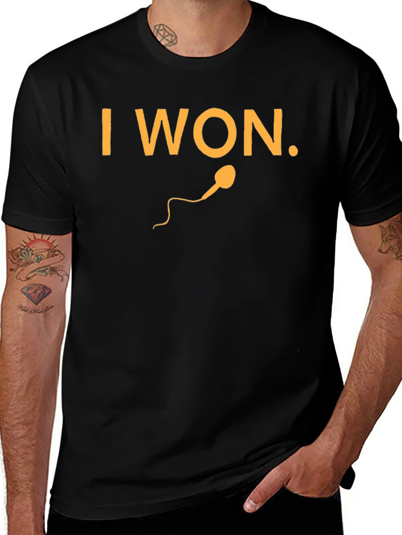 I Won Black Graphic Tee - Funny Design
