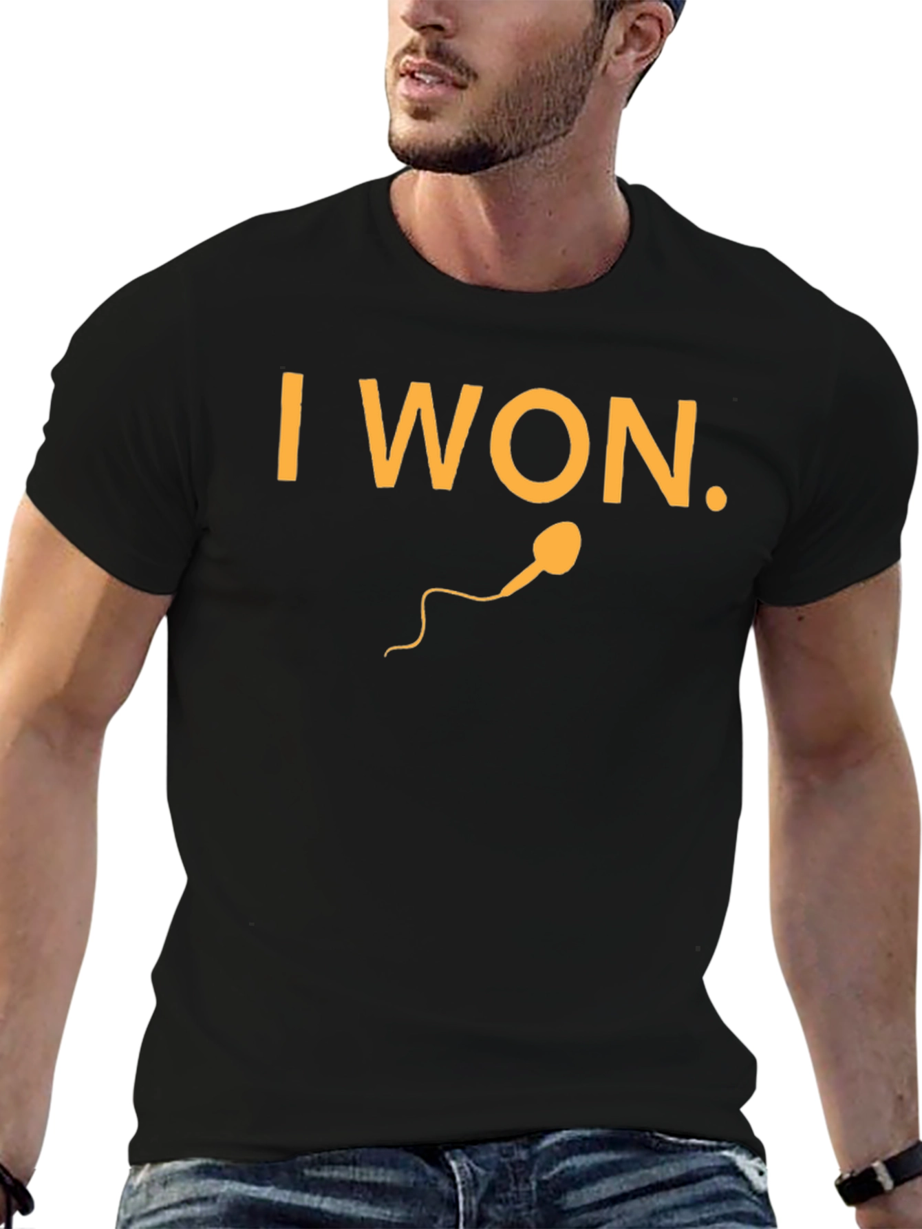 I Won Black Graphic Tee - Funny Design
