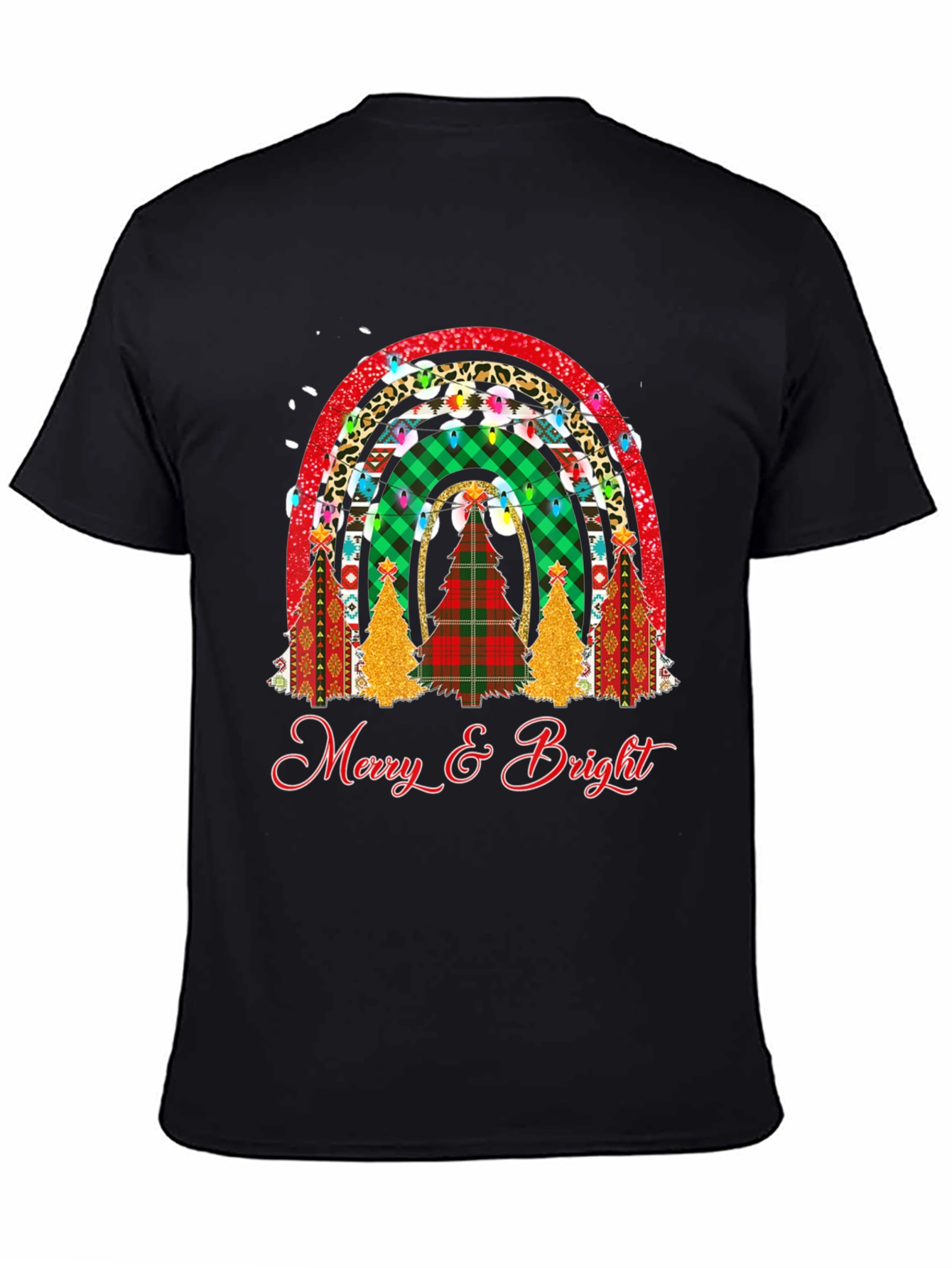 Merry & Bright Christmas Rainbow Tree T-Shirt