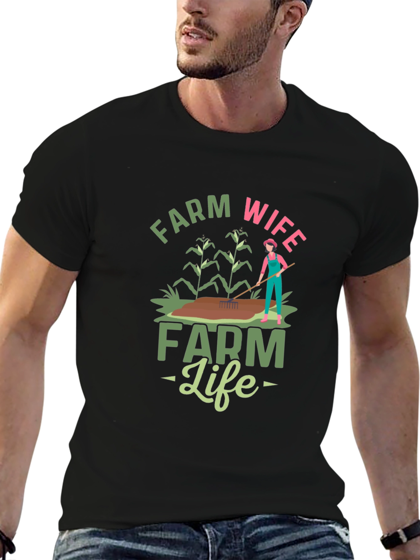 Farm Wife Farm Life Black T-Shirt