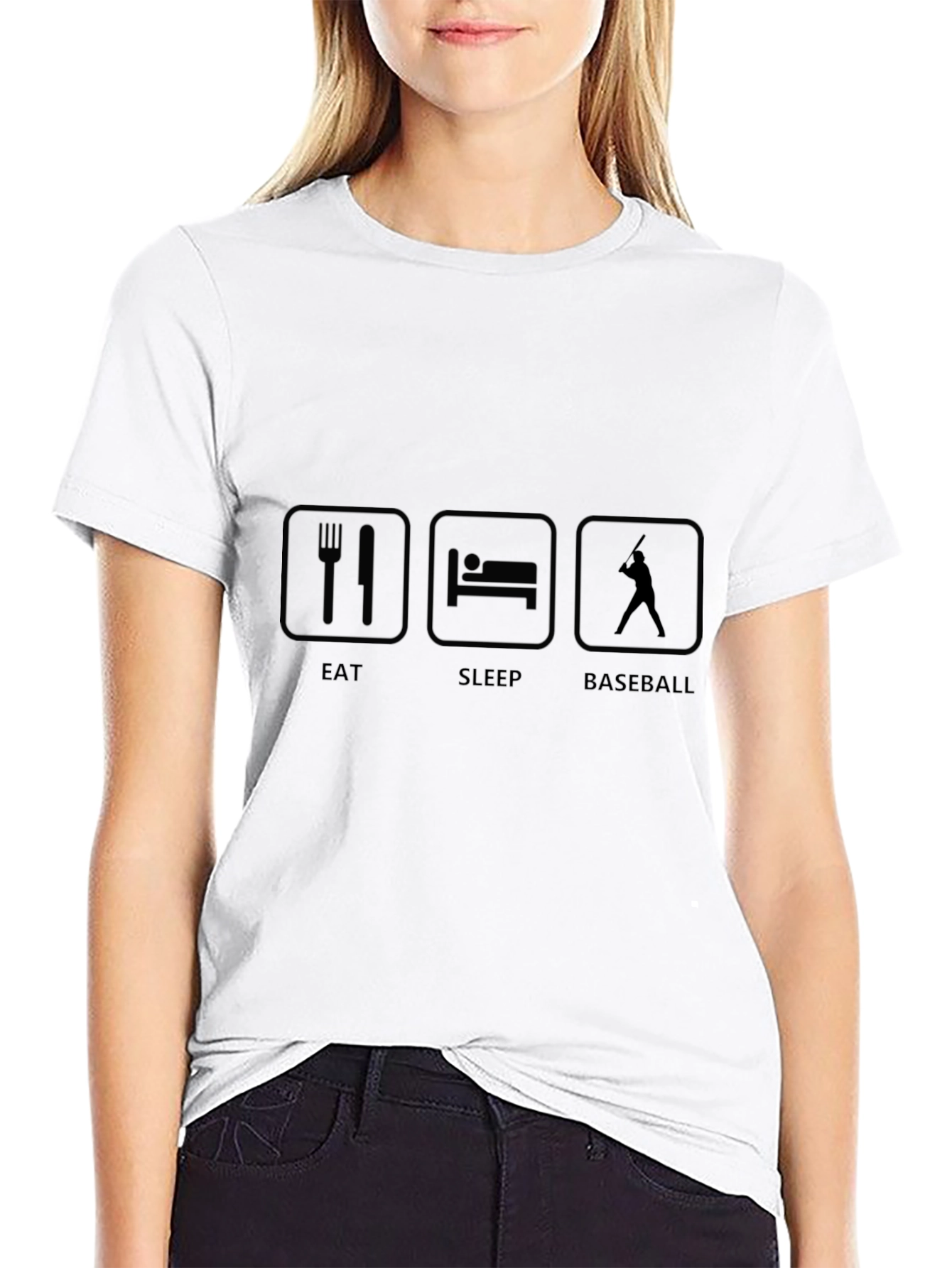 Eat Sleep Baseball Graphic Tee - Black Cotton T-Shirt