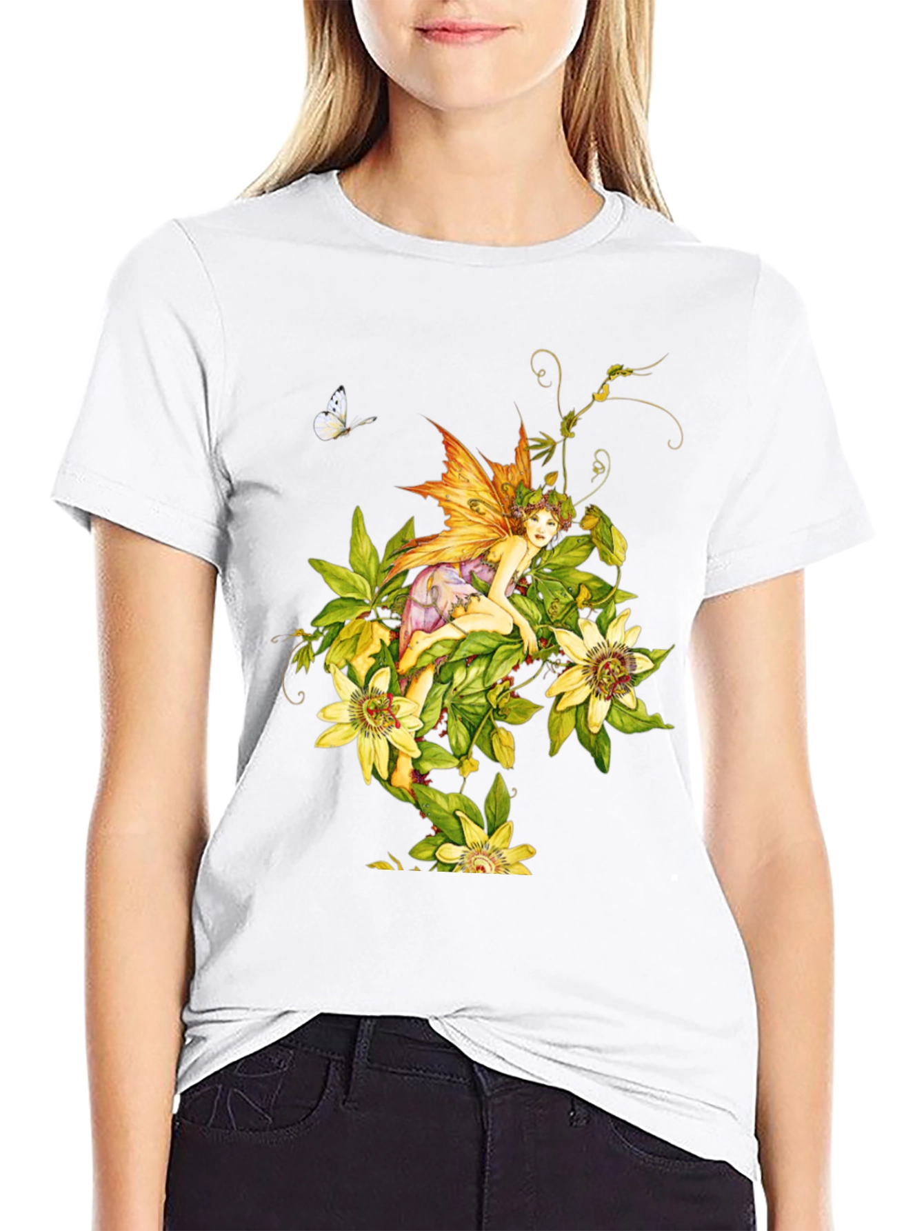 Floral Fairy Graphic Tee - Unique Design