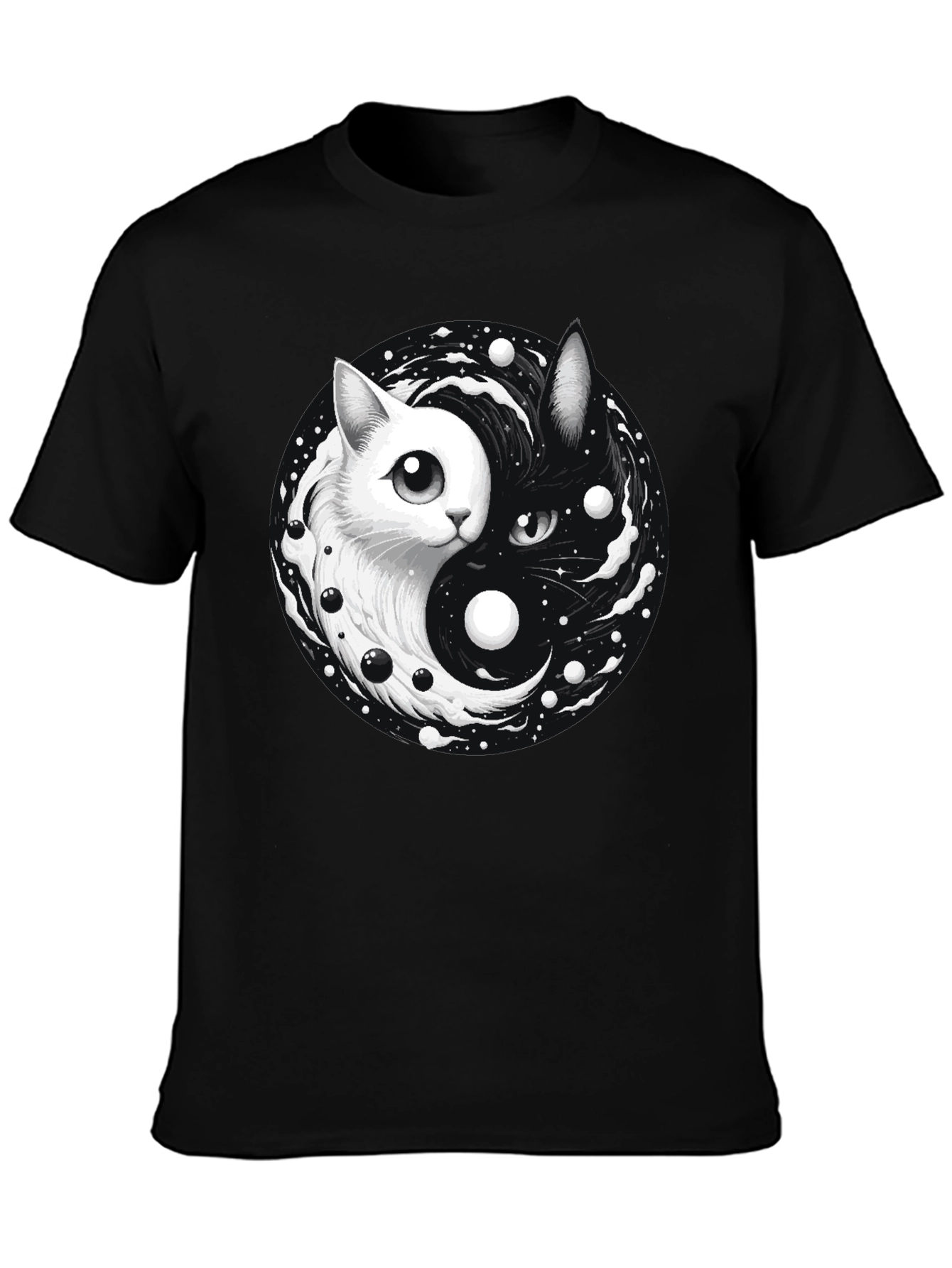 Yin Yang Cat Graphic T-Shirt - Balance & Style