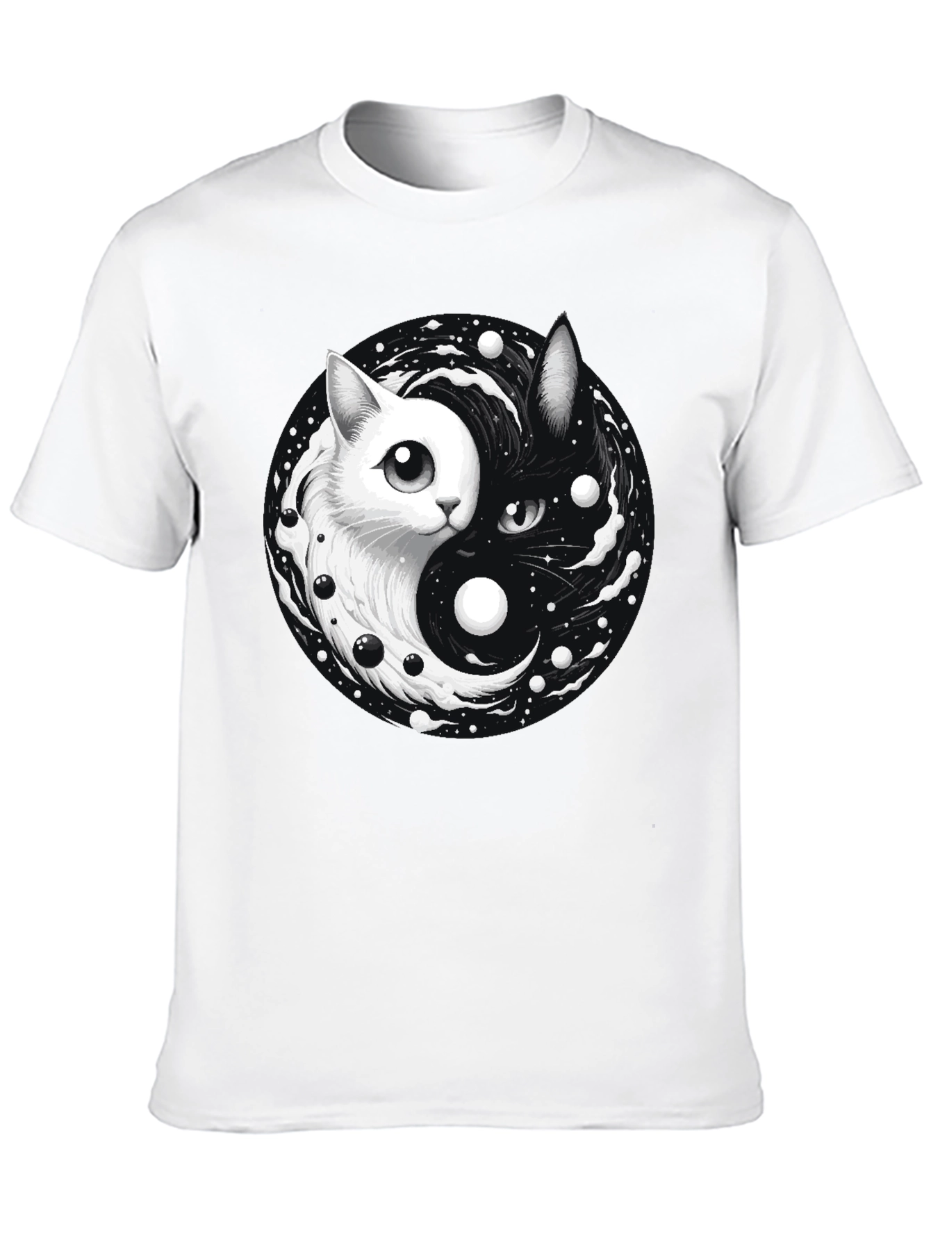 Yin Yang Cat Graphic T-Shirt - Balance & Style