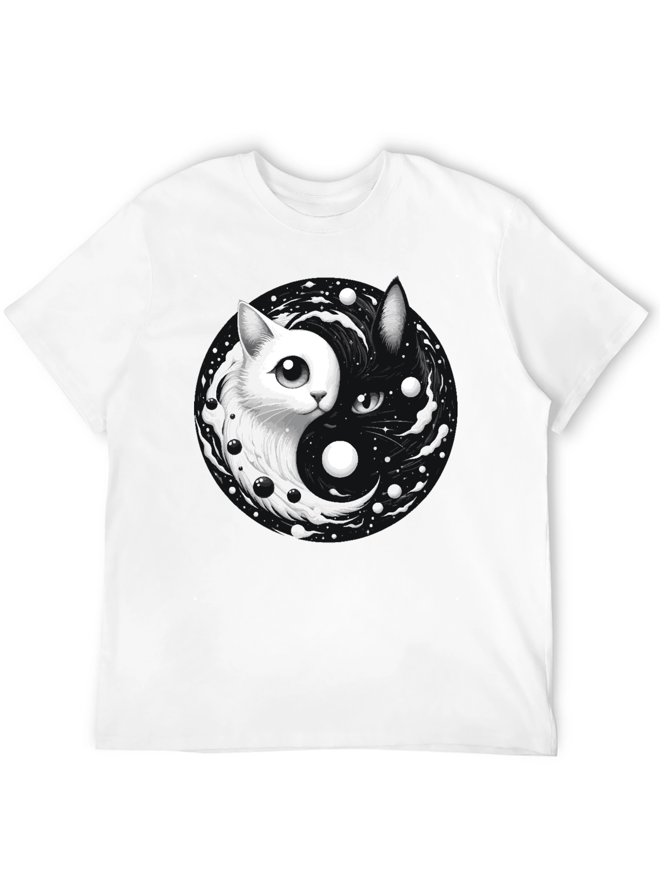 Yin Yang Cat Graphic T-Shirt - Balance & Style