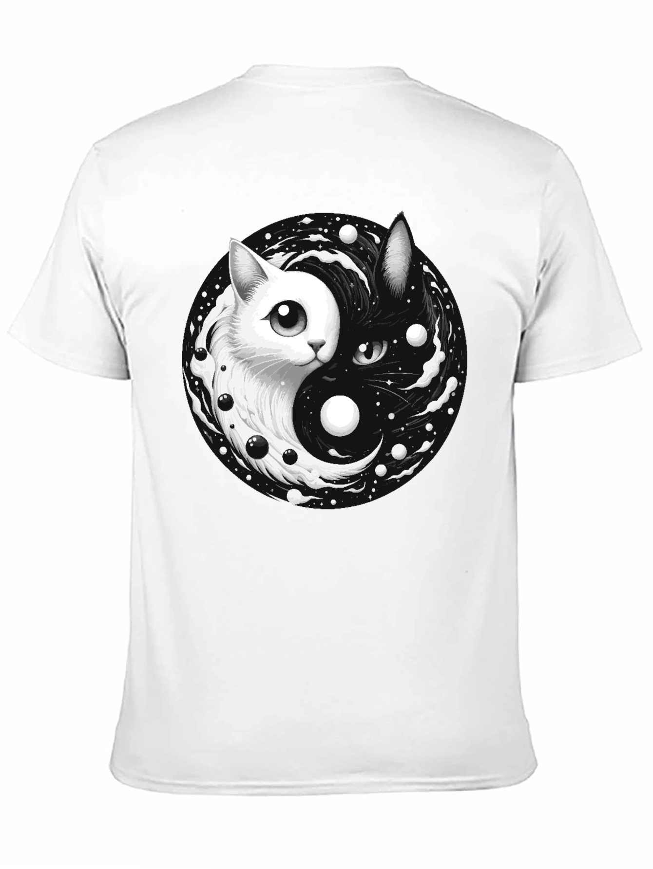 Yin Yang Cat Graphic T-Shirt - Balance & Style