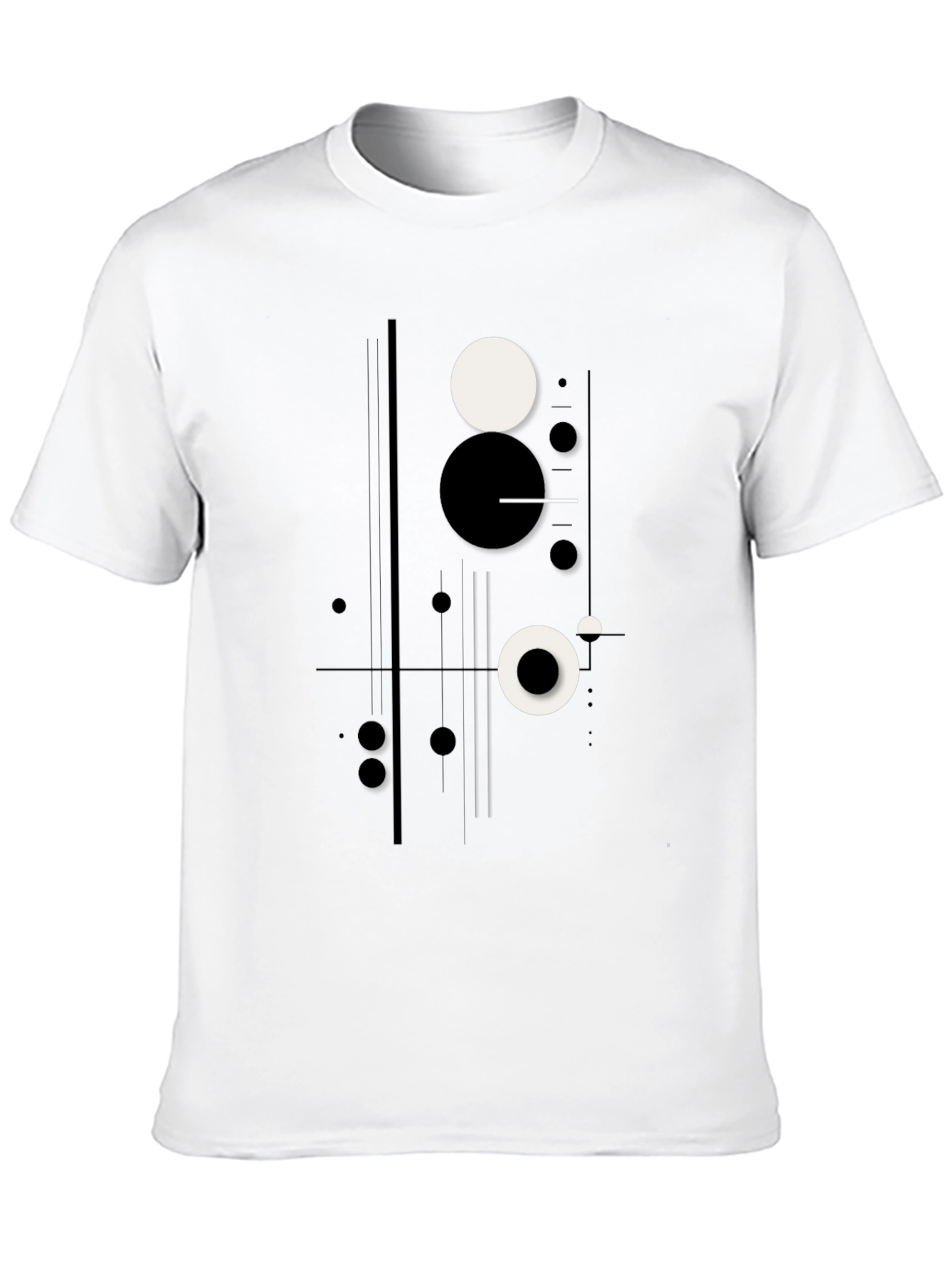Abstract Geometric Circle Print Black T-Shirt