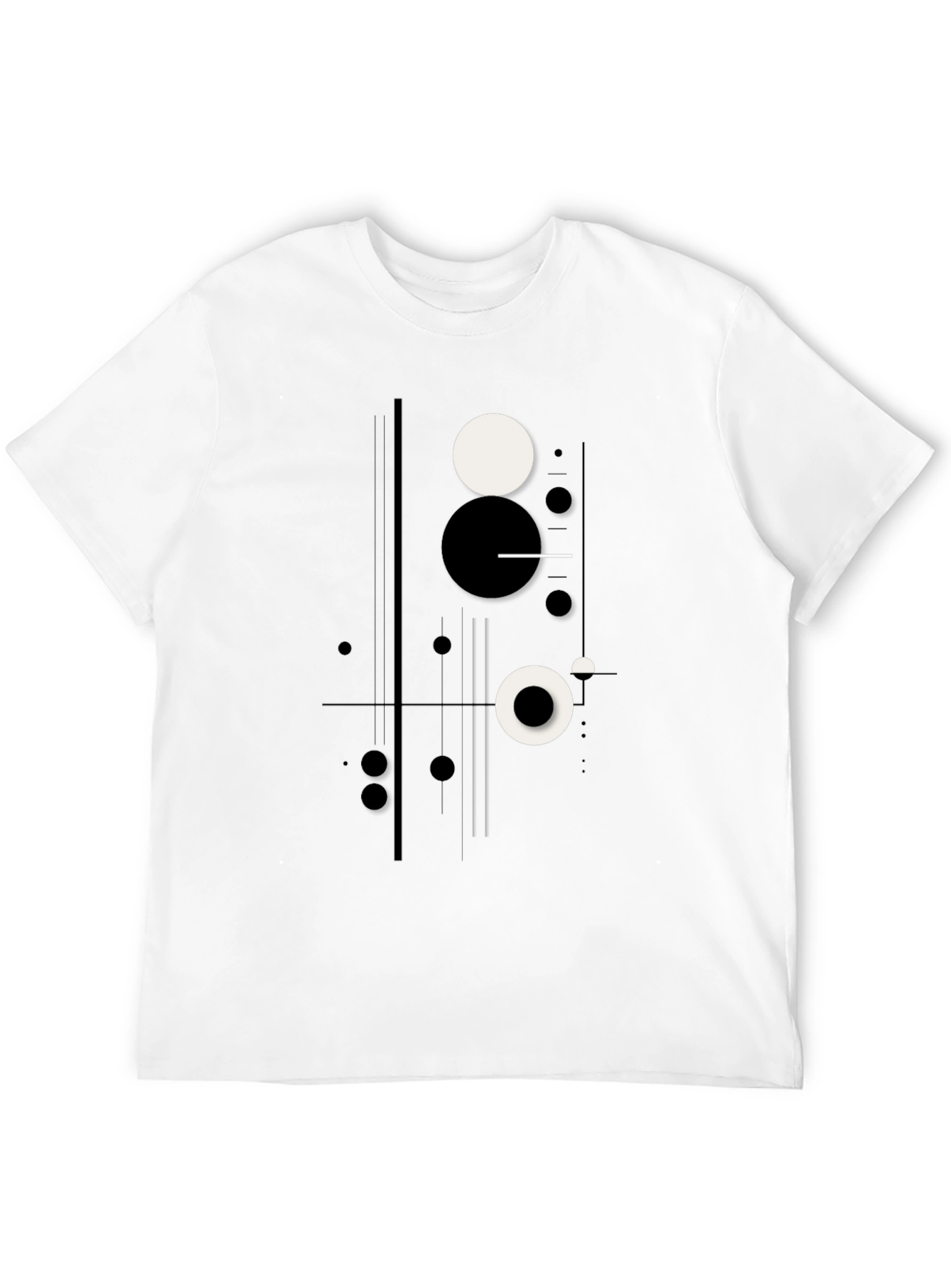 Abstract Geometric Circle Print Black T-Shirt