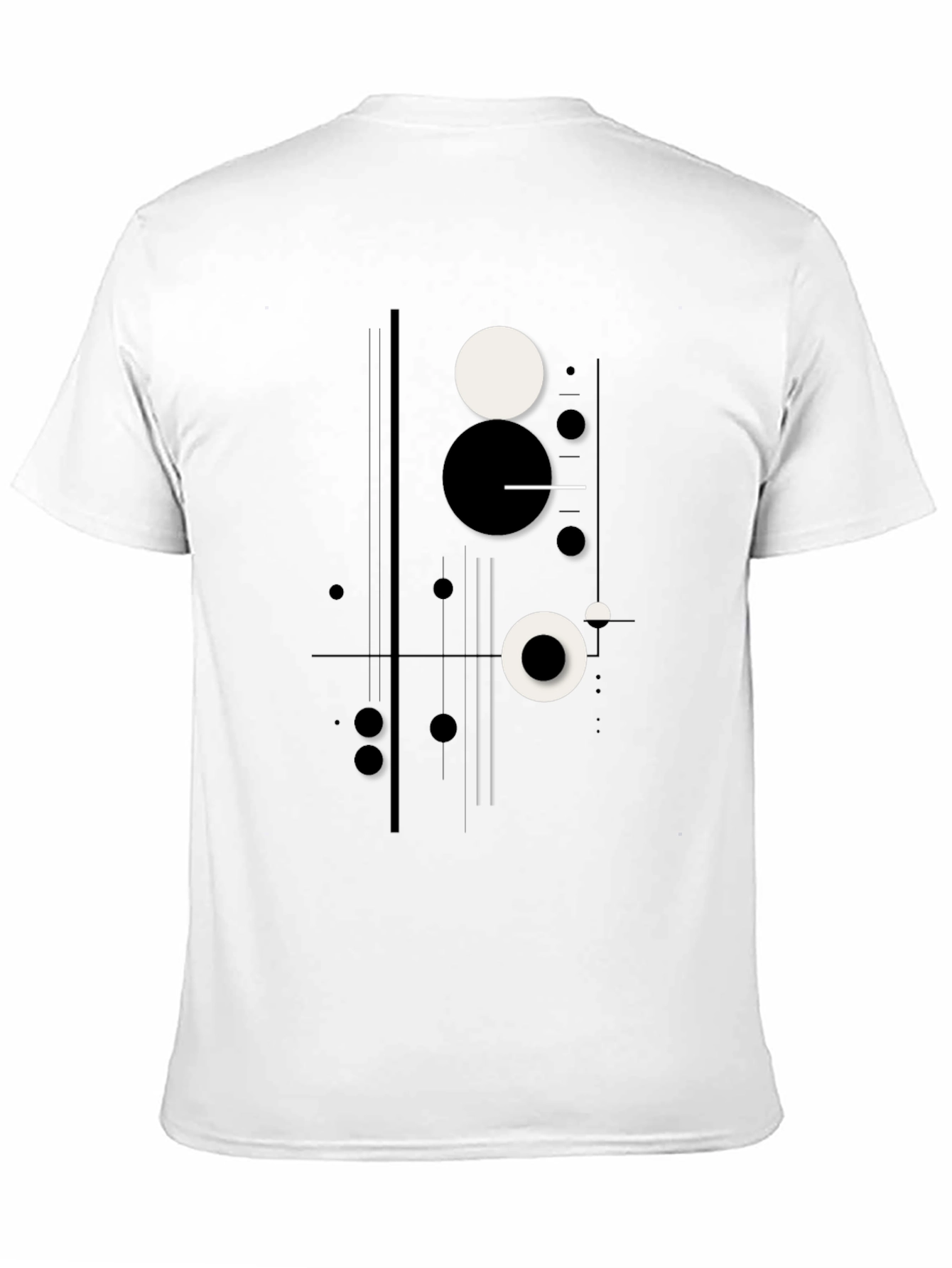 Abstract Geometric Circle Print Black T-Shirt