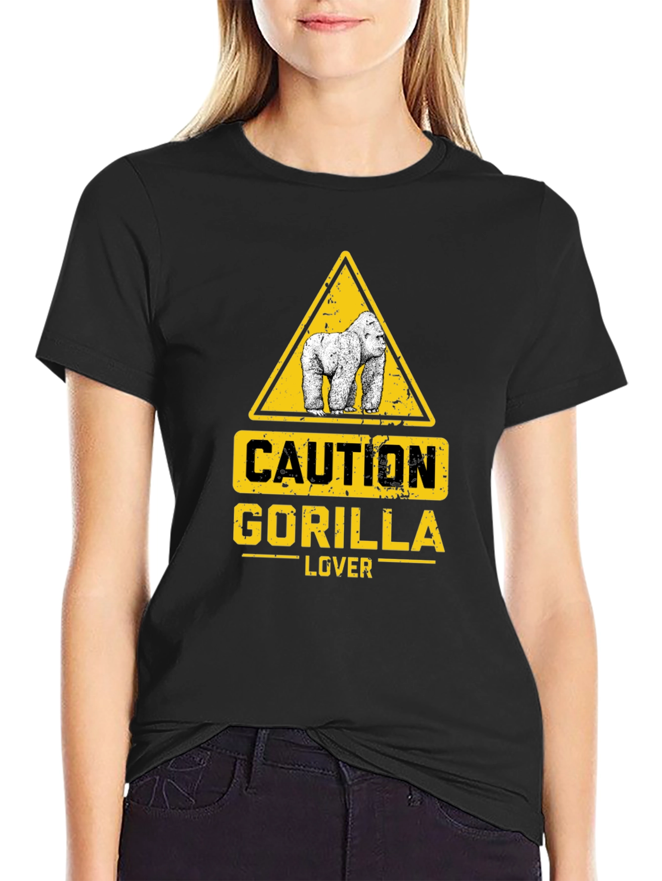 Caution Gorilla Lover Black T-Shirt