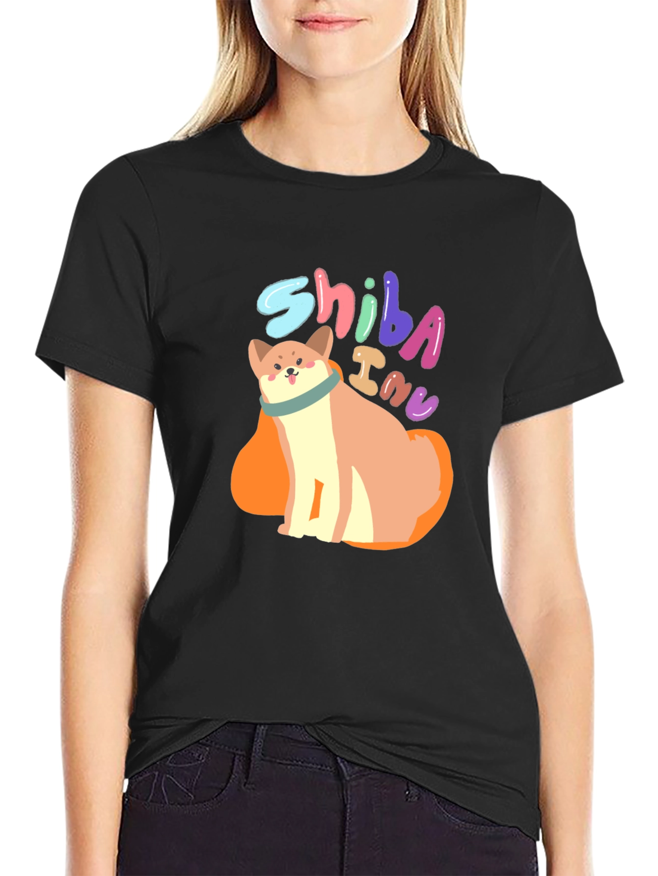 Shiba Inu Dog Graphic Tee - Unisex Black T-Shirt