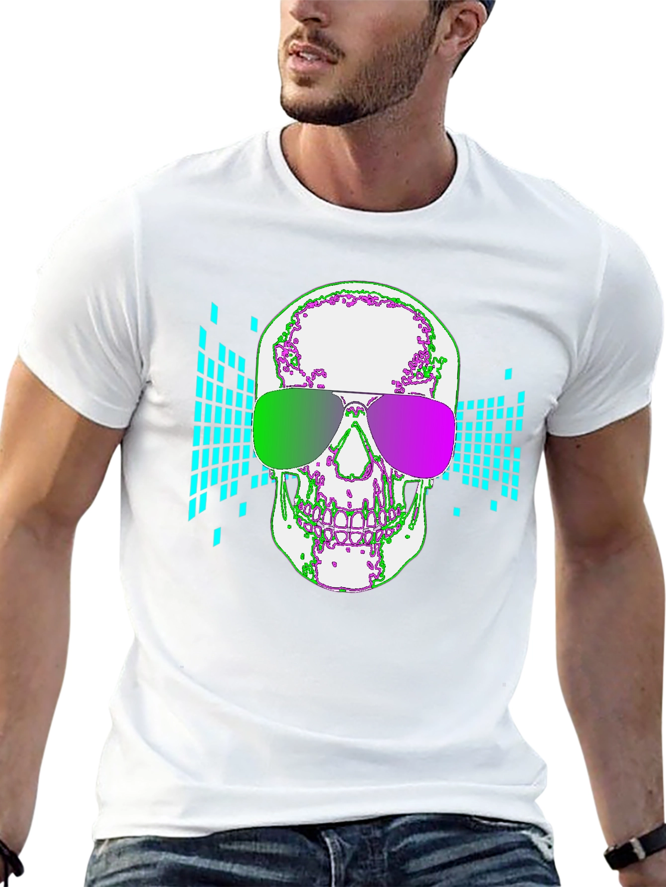 Neon Skull Graphic T-Shirt