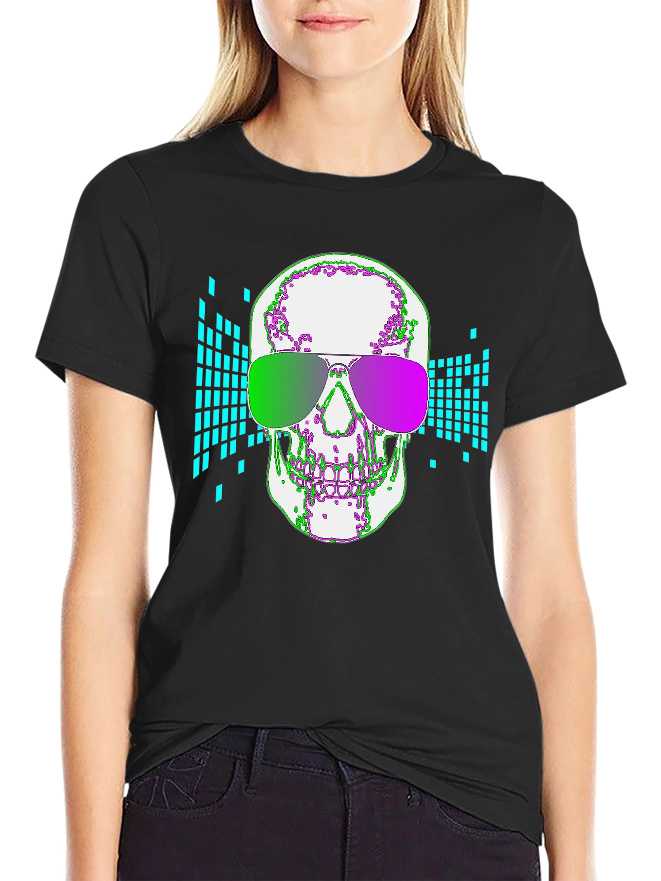 Neon Skull Graphic T-Shirt