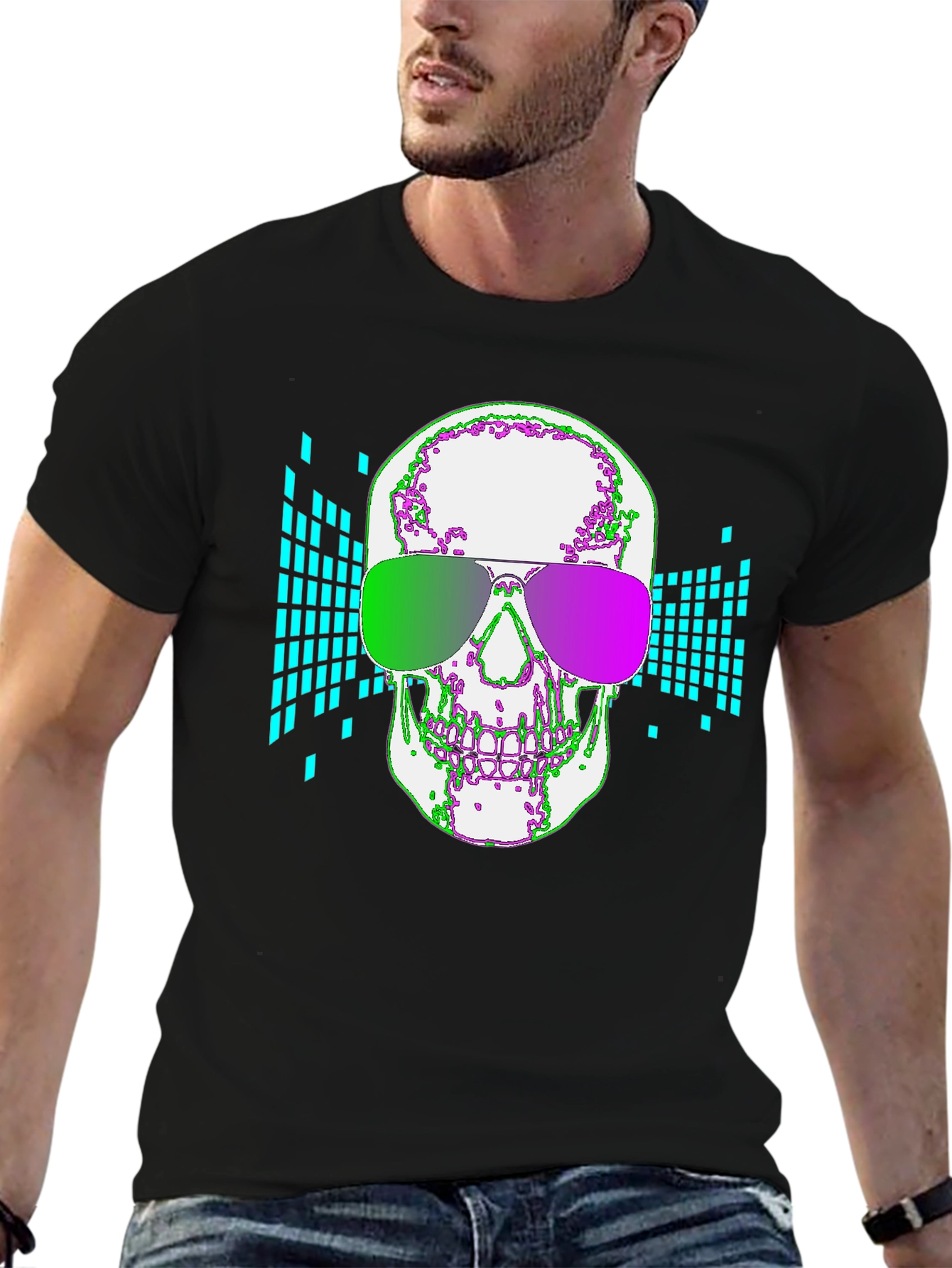Neon Skull Graphic T-Shirt